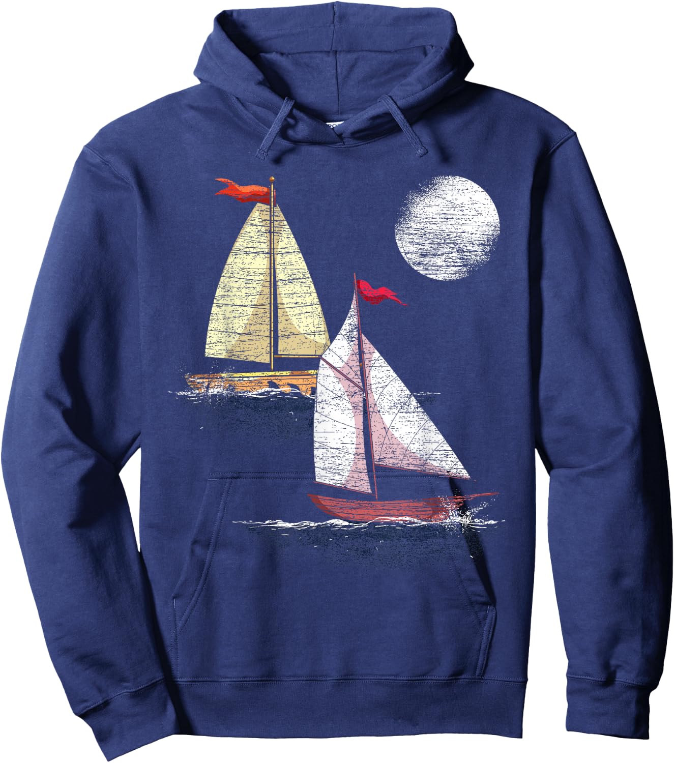 Full Moon Sailing Ship Hobby Sailing Boat Captain Sailing Hoodie - Hoodie | Navy
