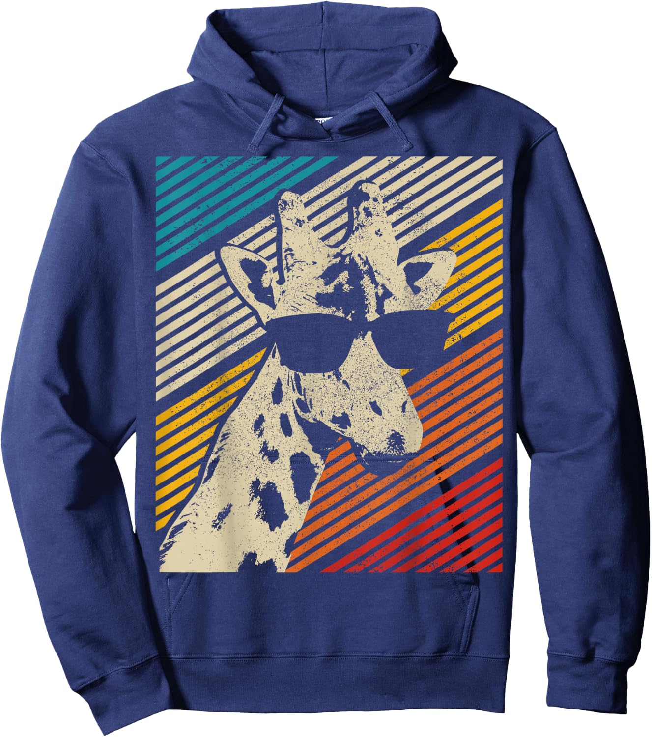 Giraffe Vintage Sunglasses Funny Gift Hoodie - Hoodie | Navy
