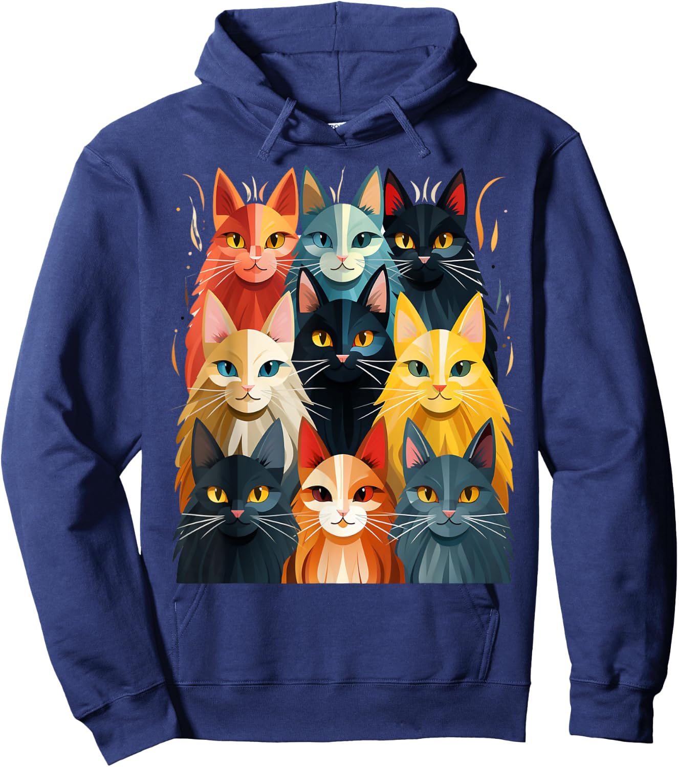 Stylized Vintage Kitten Art Lover Classic Cute Cat Hoodie - Hoodie | Navy