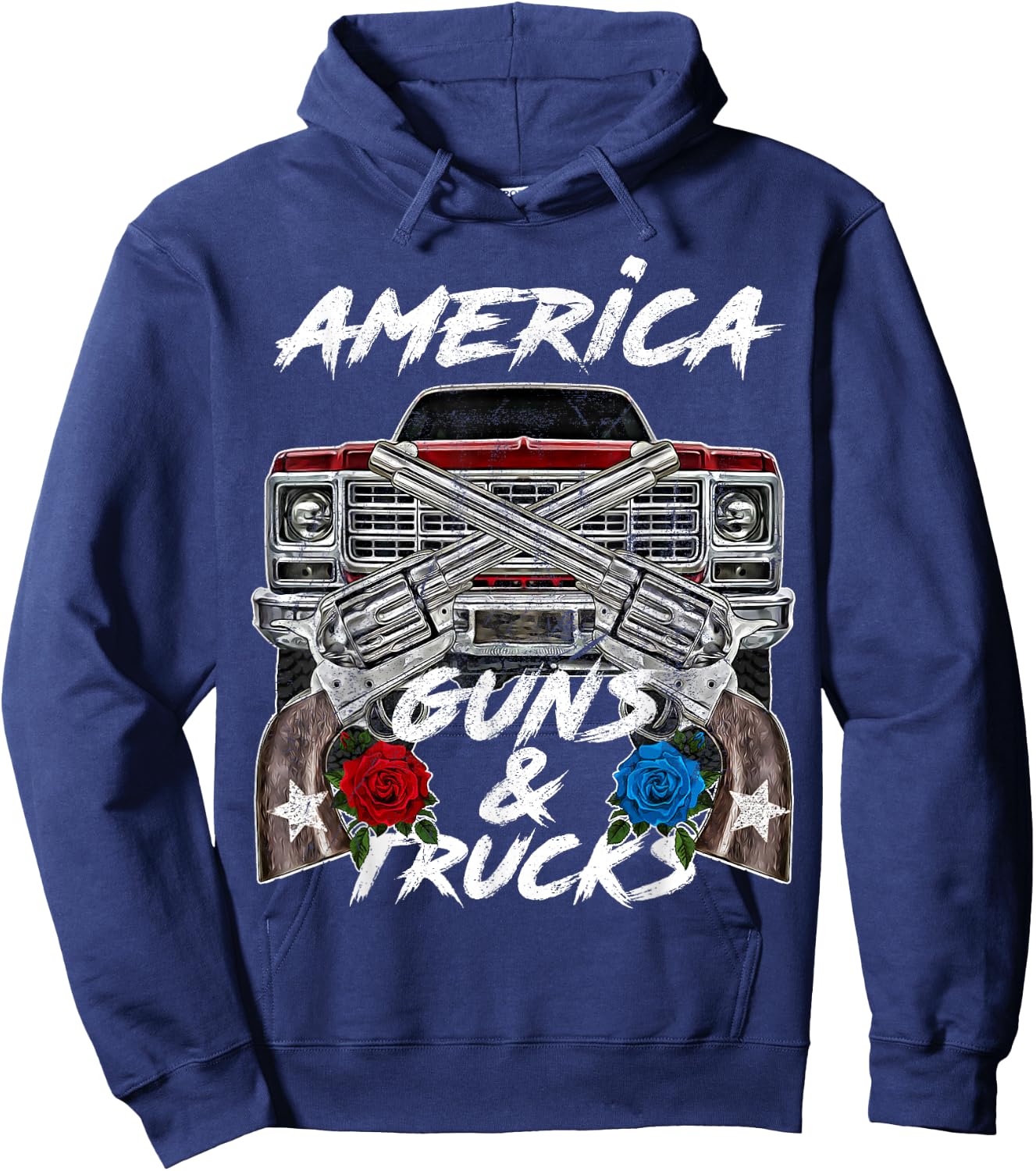 America Guns Trucks Patriot Squarebody Square Body Truck USA Hoodie - Hoodie | Navy