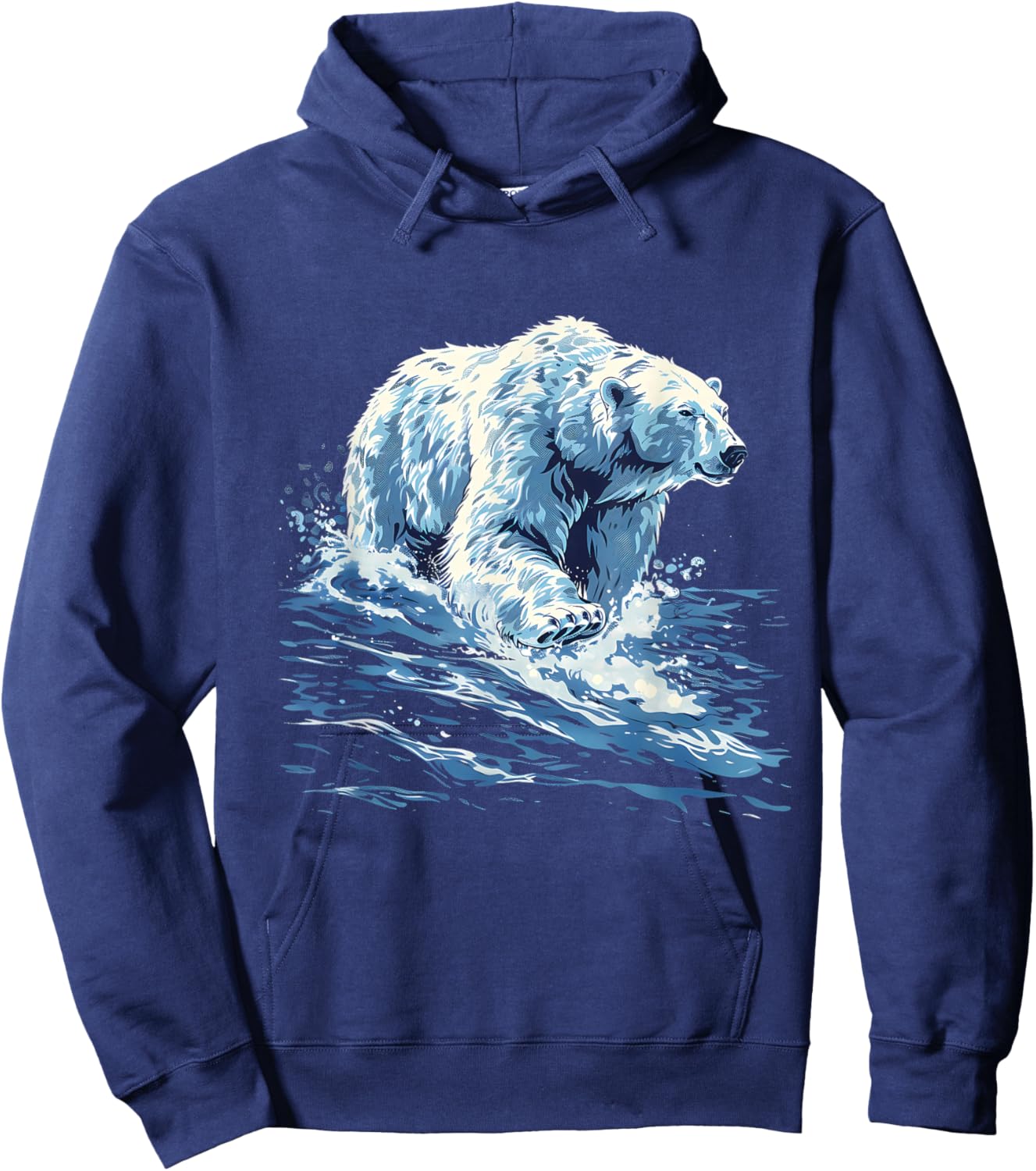 Polar Bear Ocean Sea Polar Bear Motif Marine Mammal Artwork Hoodie - Hoodie | Navy