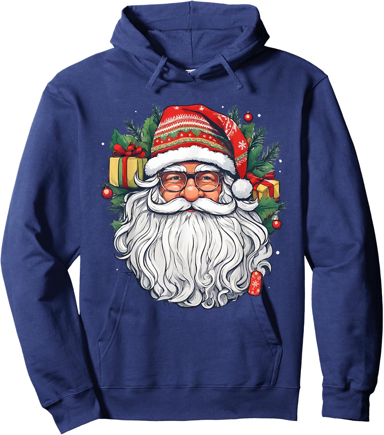 Santa Face Retro Sunglasses Christmas Xmas Men Women Kids Hoodie - Hoodie | Navy