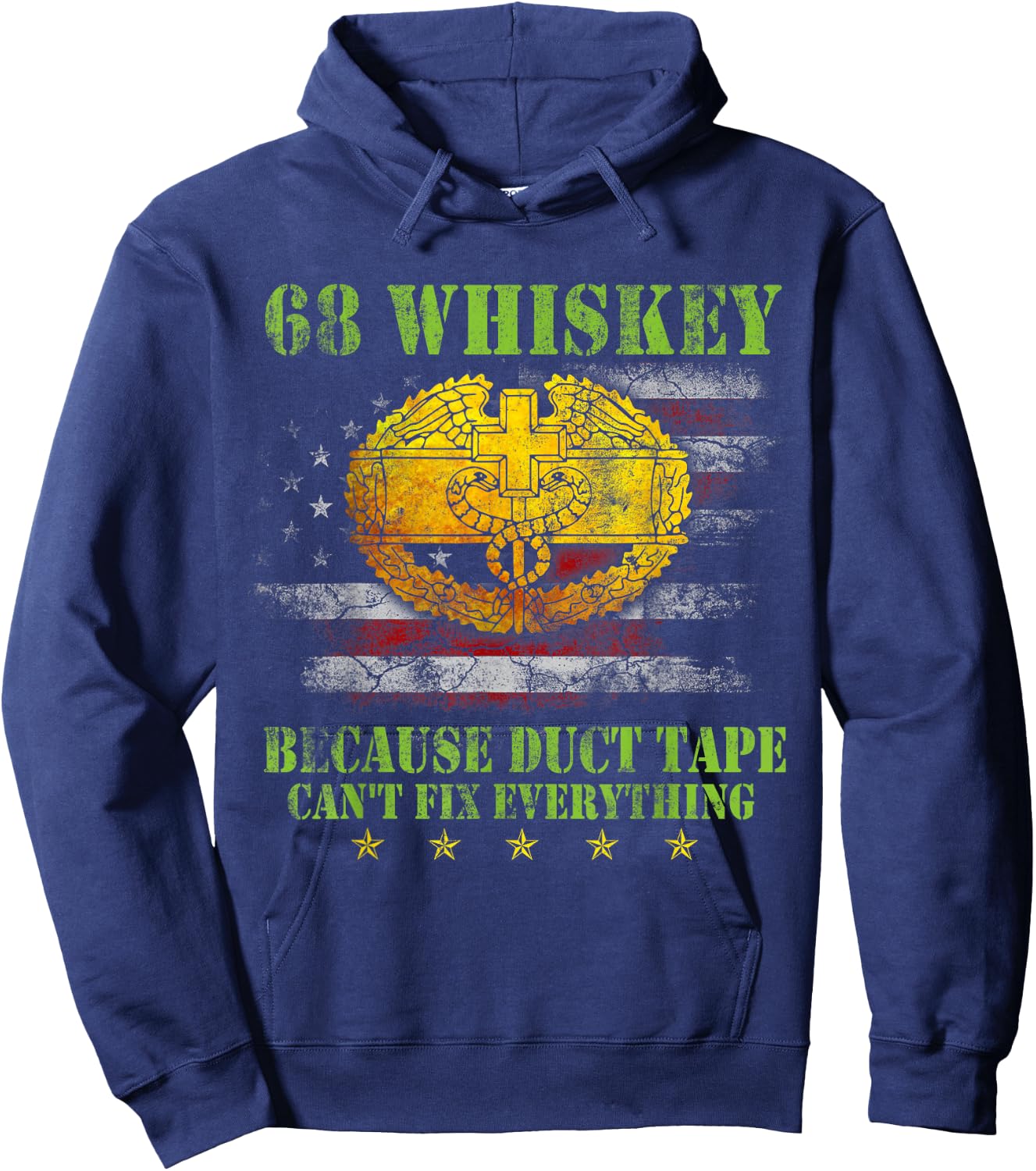 Vintage 68 Whiskey Combat Medic Flag Shirt 4th of July Gift Hoodie - Hoodie | Navy