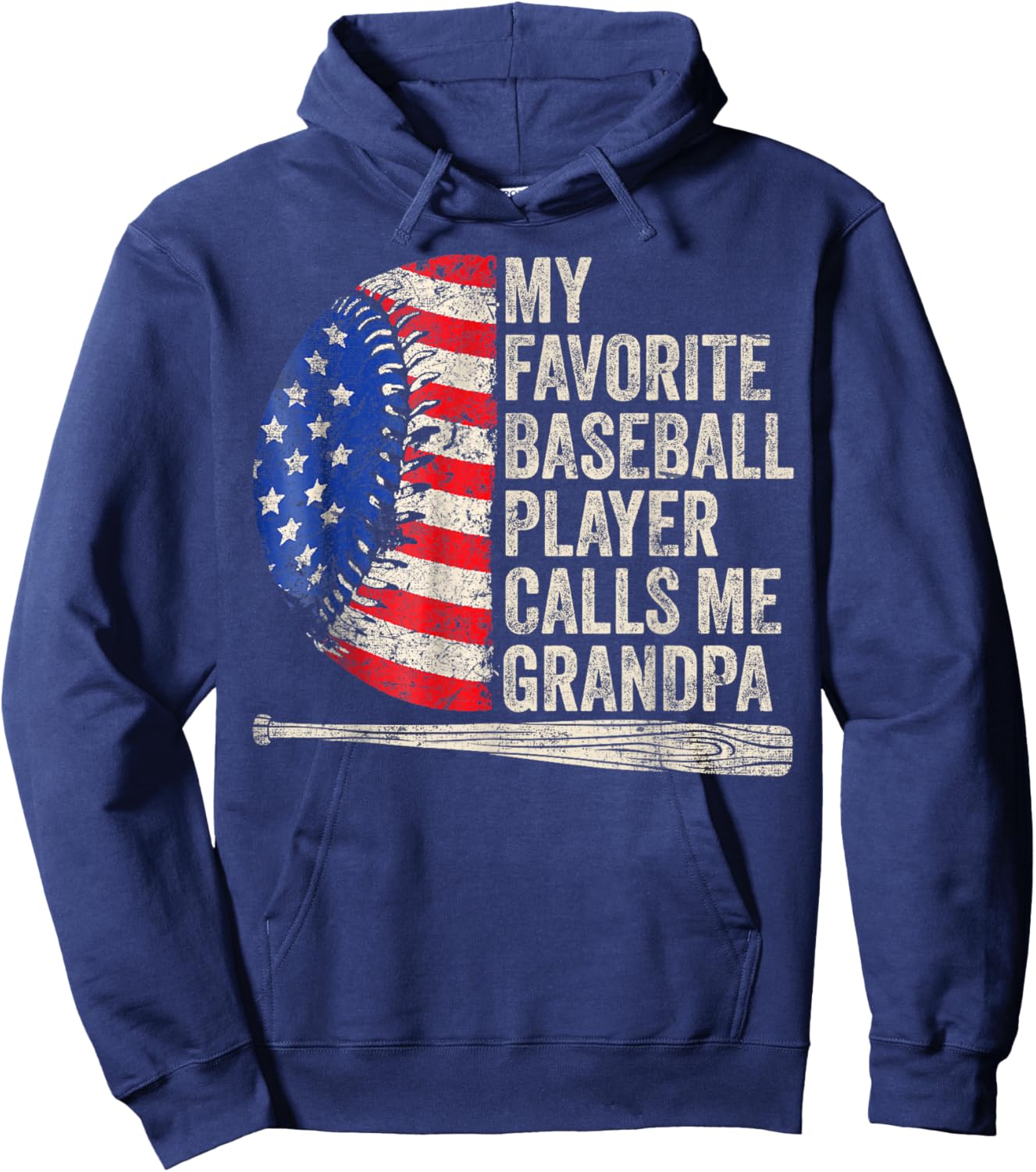 My Favorite Baseball Player Calls Me Grandpa Father's Day Hoodie - Hoodie | Navy