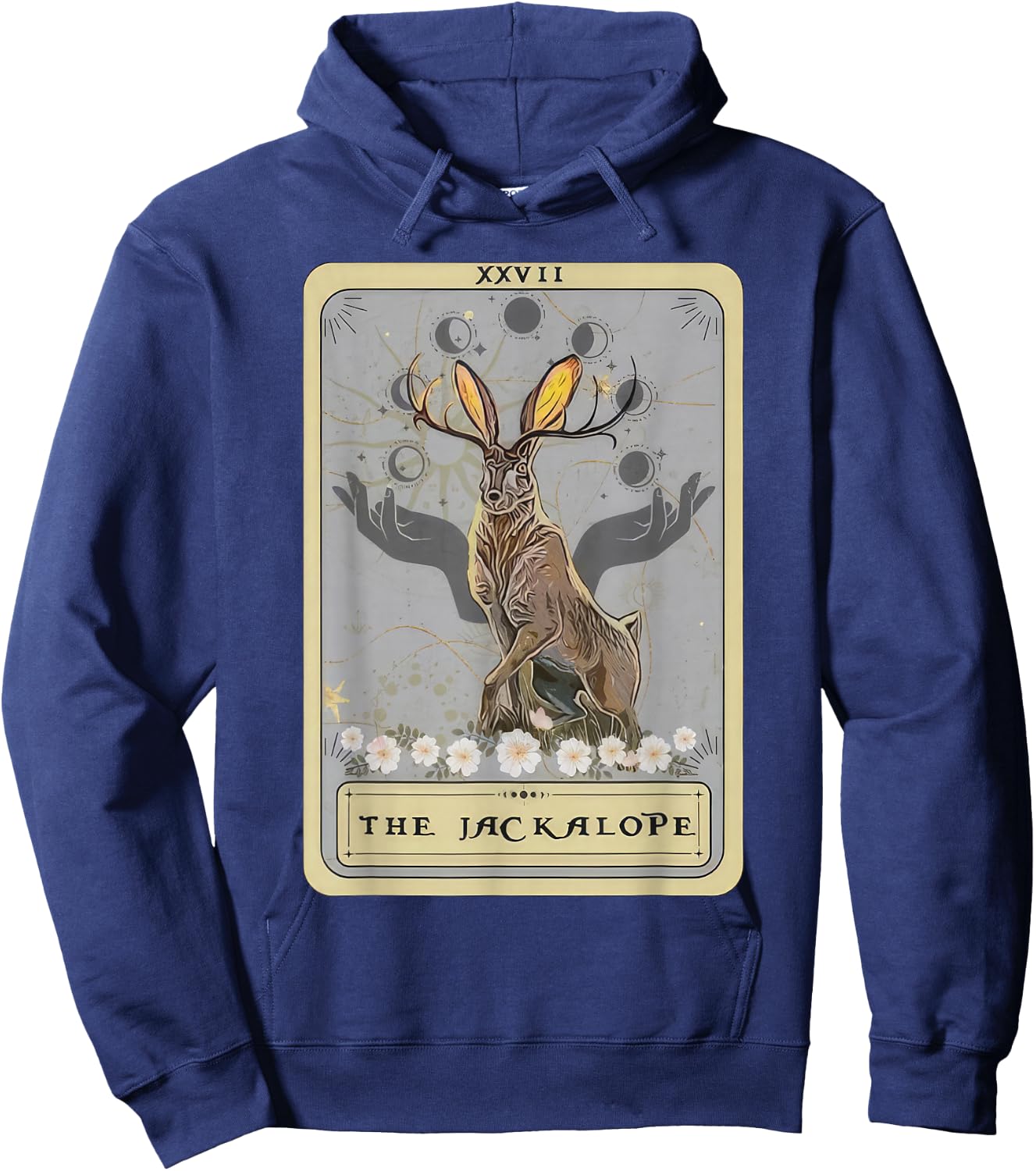 Jackalope Hat Tarot Card Monster Legend Cryptid Cryptidcore Hoodie - Hoodie | Navy