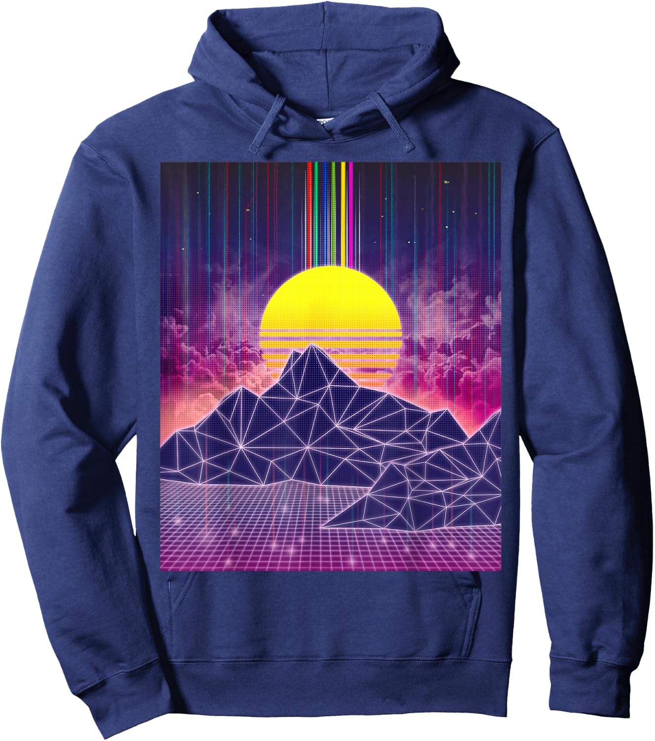 Retro Digital Sunset 1980s Vaporwave Aesthetic Art Hoodie - Hoodie | Navy