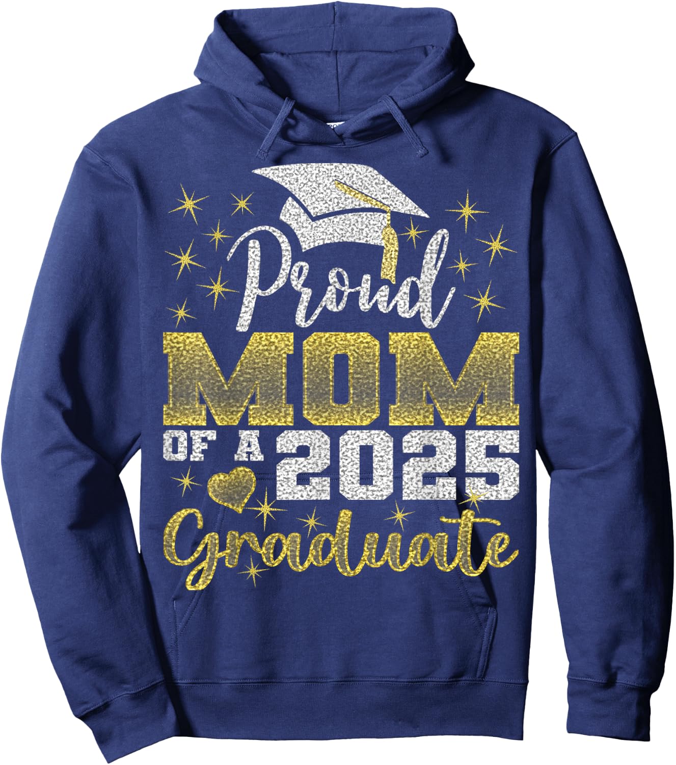 Super Proud Mom of 2025 Graduate Awesome Family College Hoodie - Hoodie | Navy