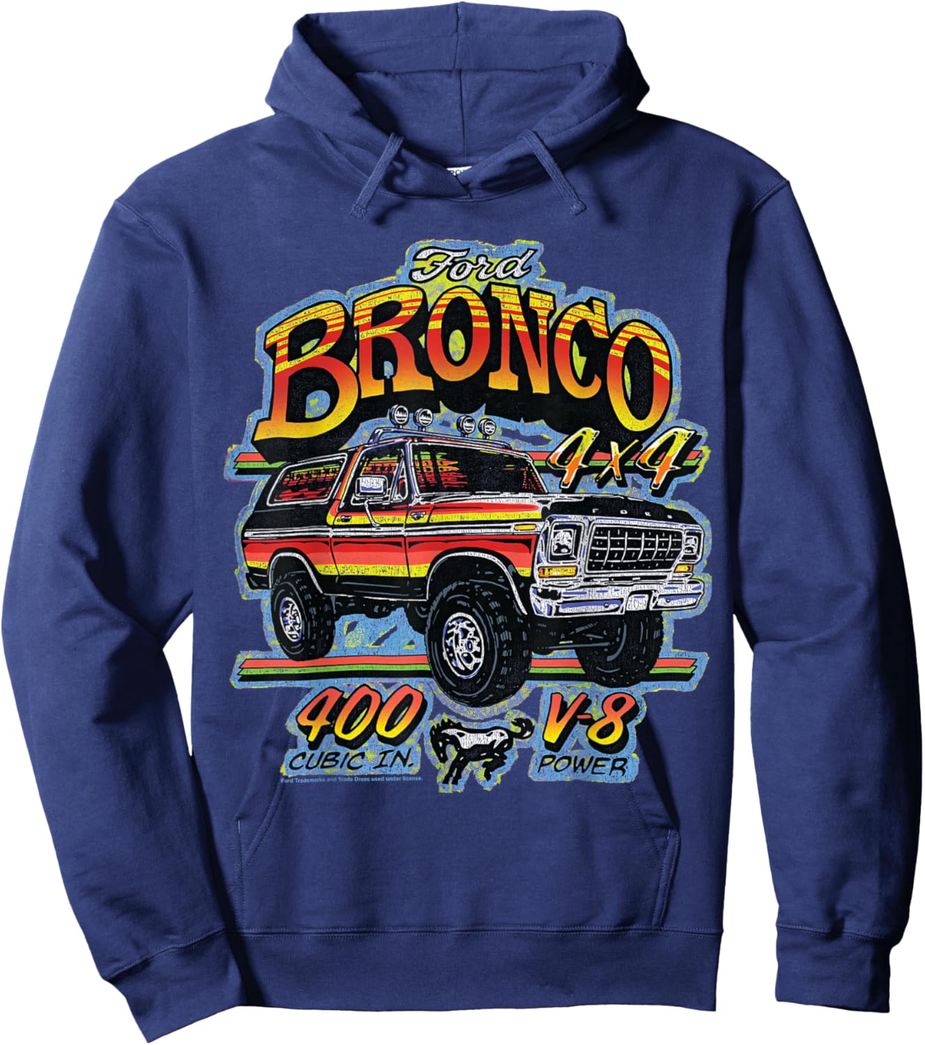 Ford - Bronco 4x4 V-8 Power 400 Cubic In. With Pony Logo Hoodie - Hoodie | Navy