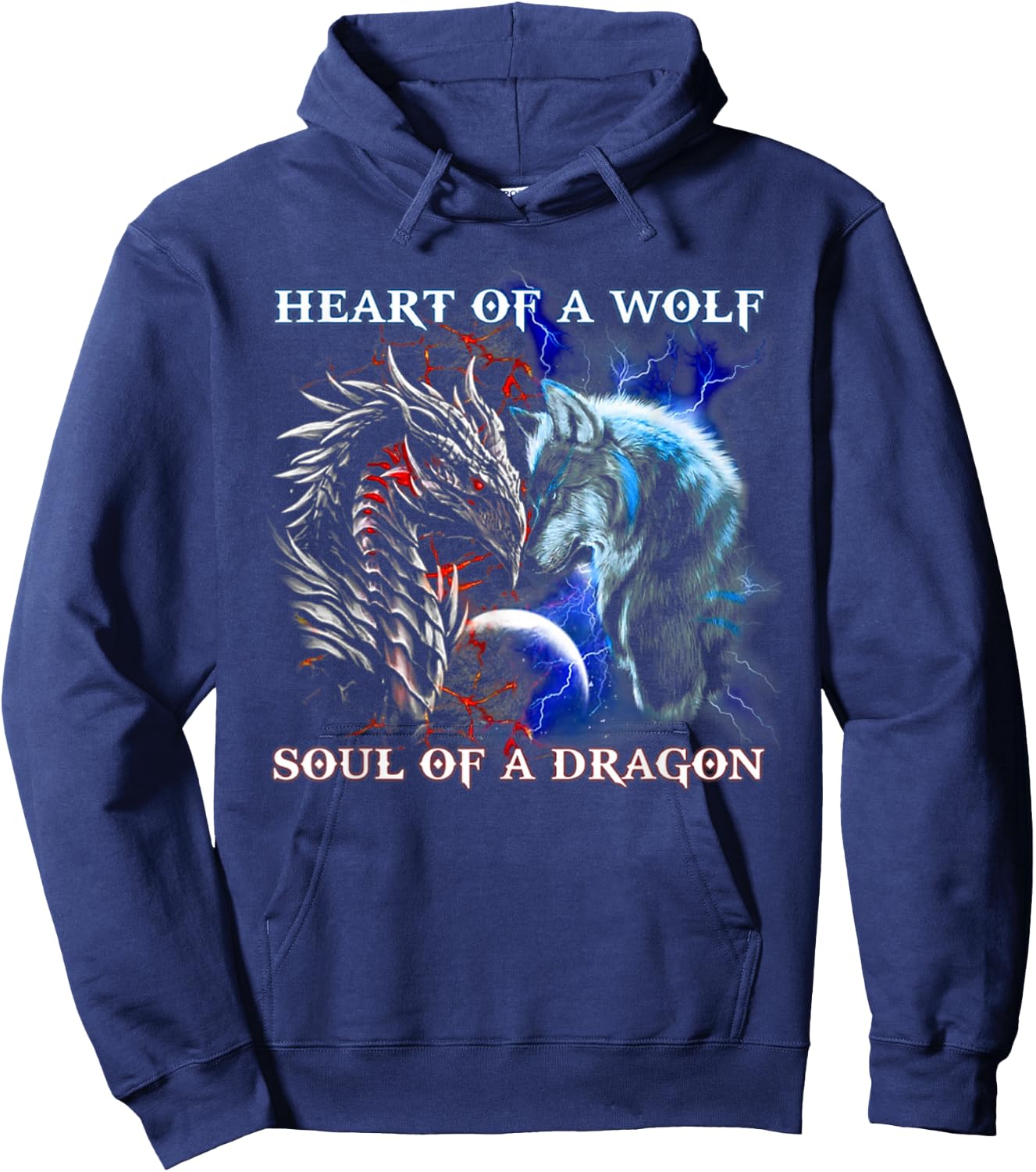Heart of Wolf Soul of a Dragon - Cool Dragon - Wolf Warrior Hoodie - Hoodie | Navy