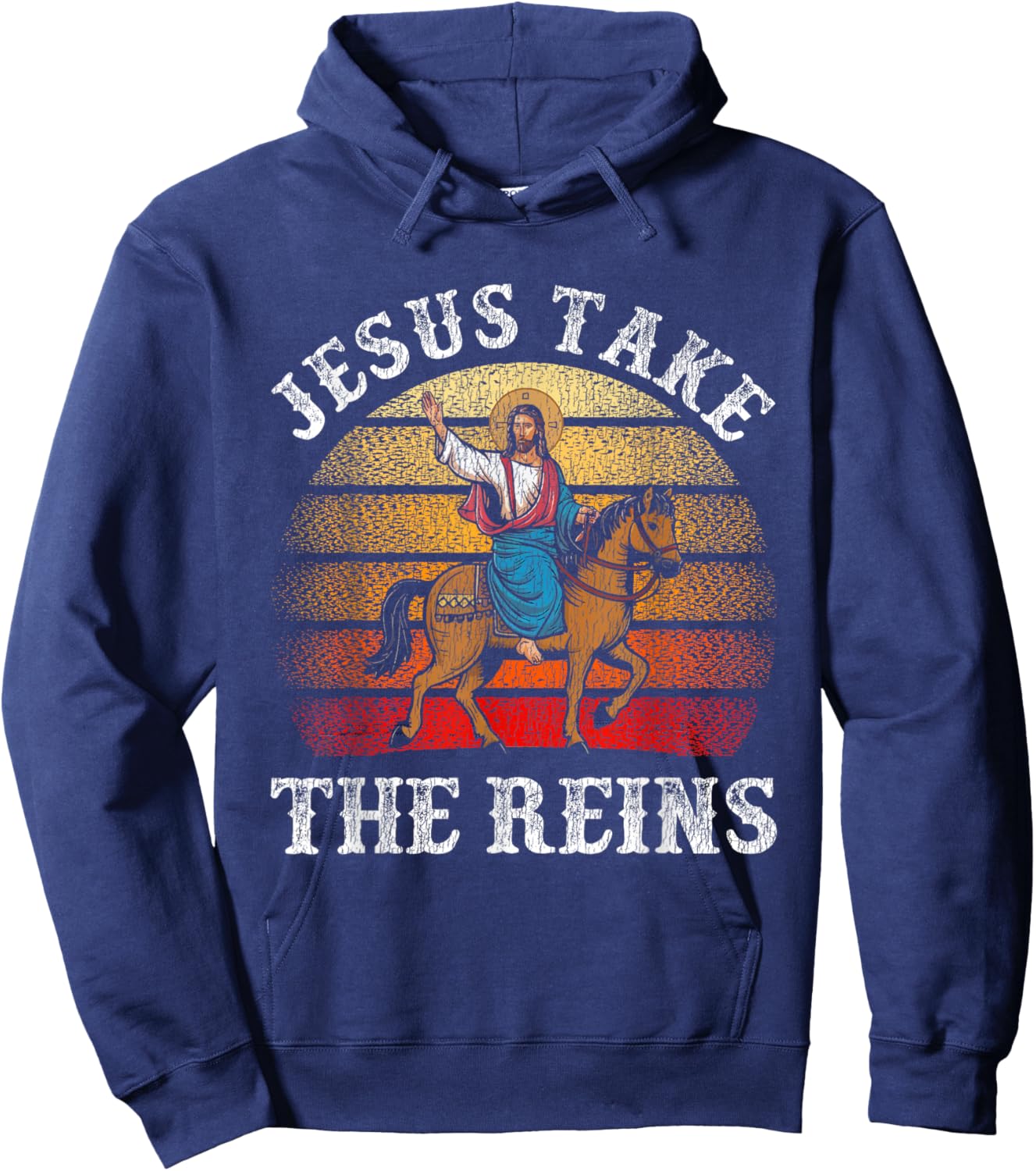 Jesus Take The Reins Rodeo Cowboy Barrel Racing Hoodie - Hoodie | Navy