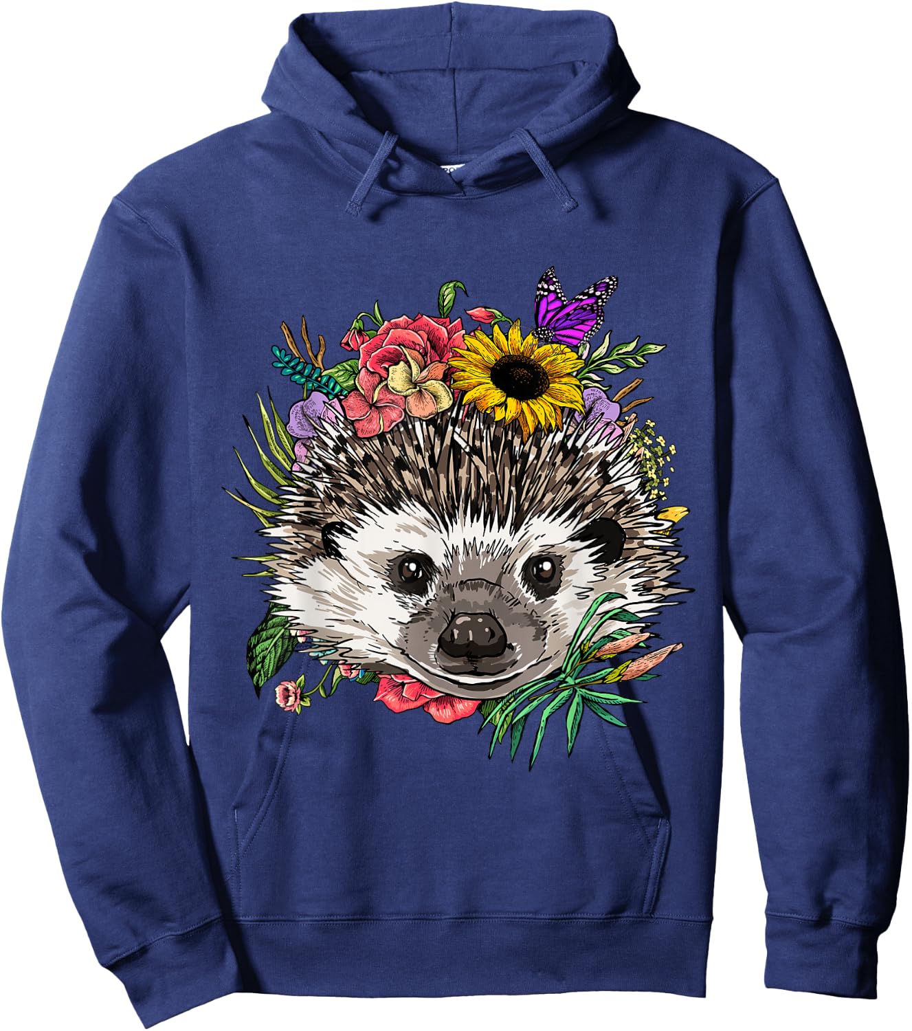 Hedgehog Shirt Floral Hedgehog Animal Face Hedgehog Lovers Hoodie - Hoodie | Navy