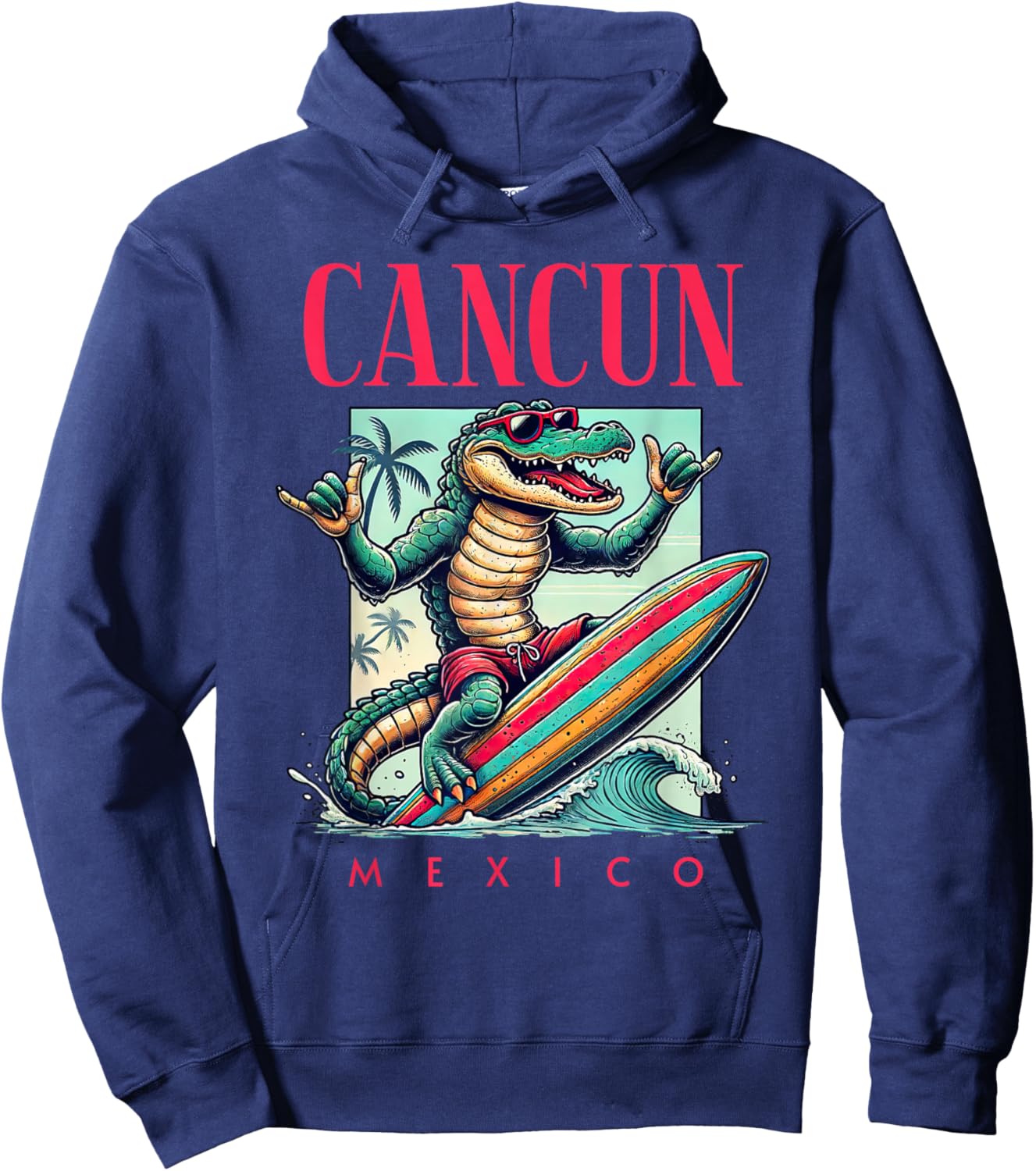 Cancun Mexico Surfing Crocodile Beach Vacation Hoodie - Hoodie | Navy