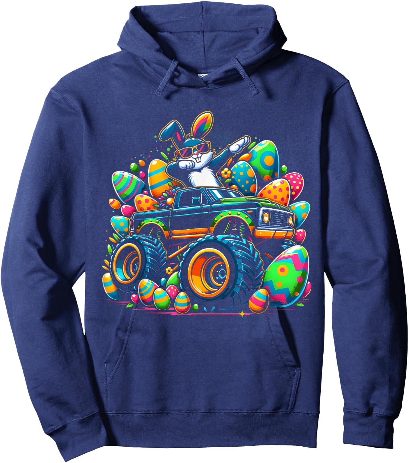 Dabbing Bunny Rabbit Monster Truck Easter Egg Boys Dab Dance Hoodie - Hoodie | Navy