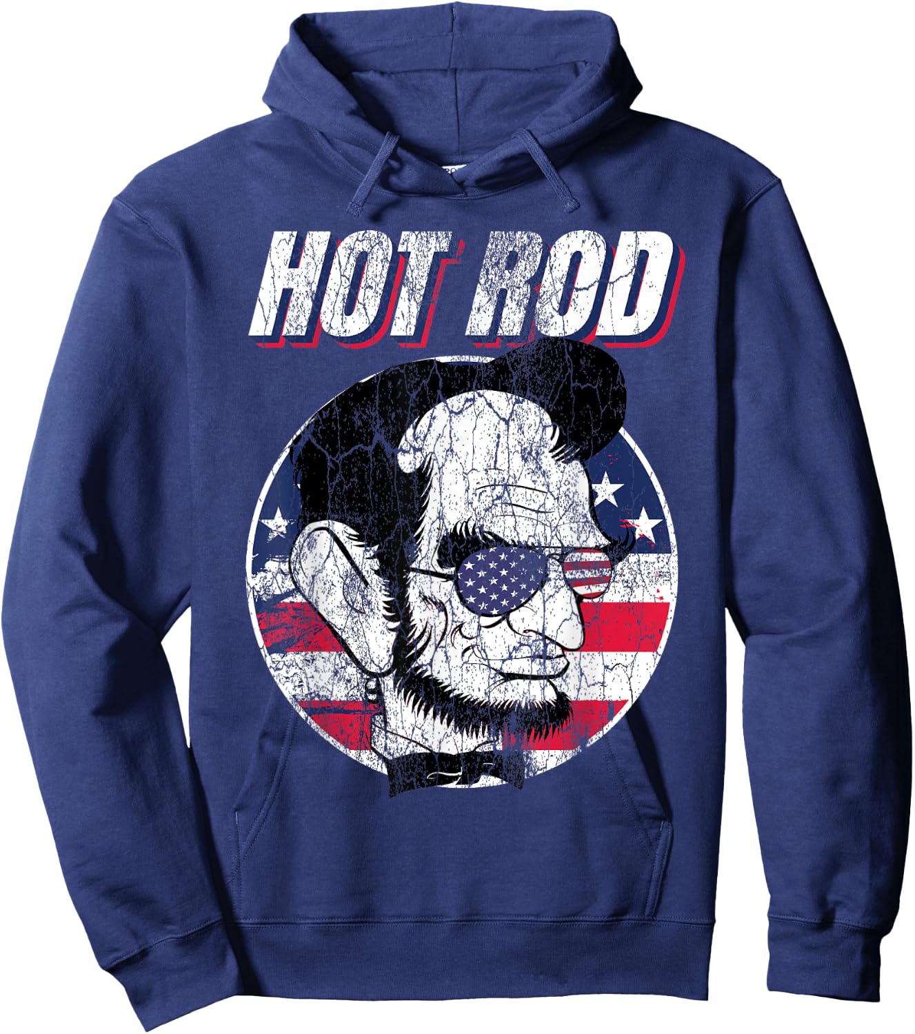 Hot Rod Abraham Lincoln Presidents Funny Muscle Car Vintage Hoodie - Hoodie | Navy