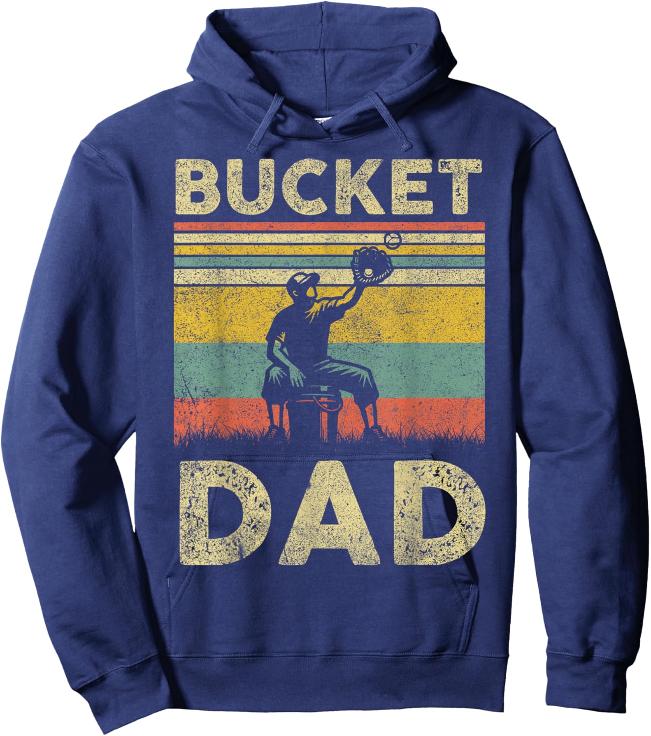Bucket Dad Softball Dad Baseball Funny Coach Father's Day Hoodie - Hoodie | Navy