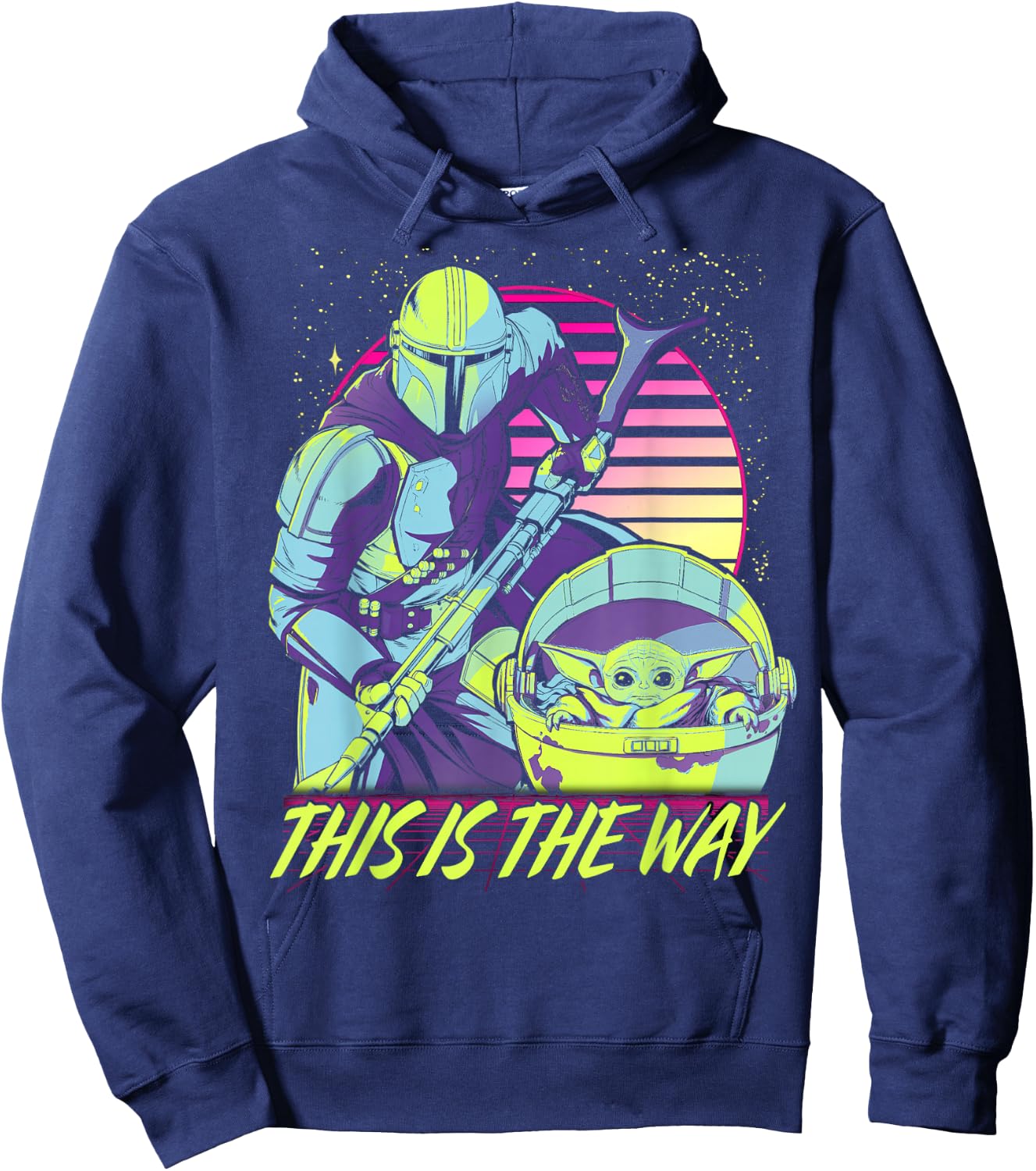 Star Wars The Mandalorian The Child This Is The Way Neon Hoodie - Hoodie | Navy