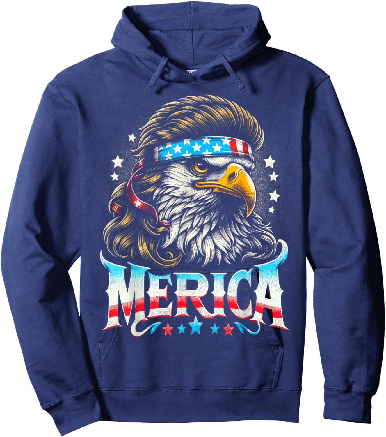 4th of July Patriotic Funny Eagle July 4th USA Merica Women Kids Men Hoodie - Hoodie | Navy