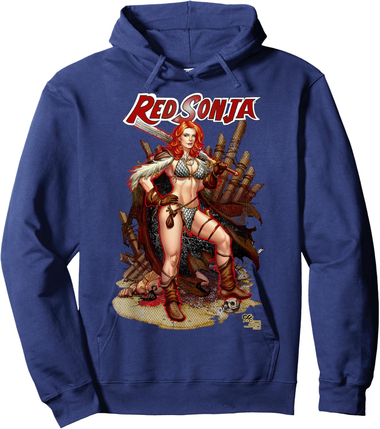 Frank Cho Comic Cover Art Hyrkania Warrior Queen Hoodie - Hoodie | Navy