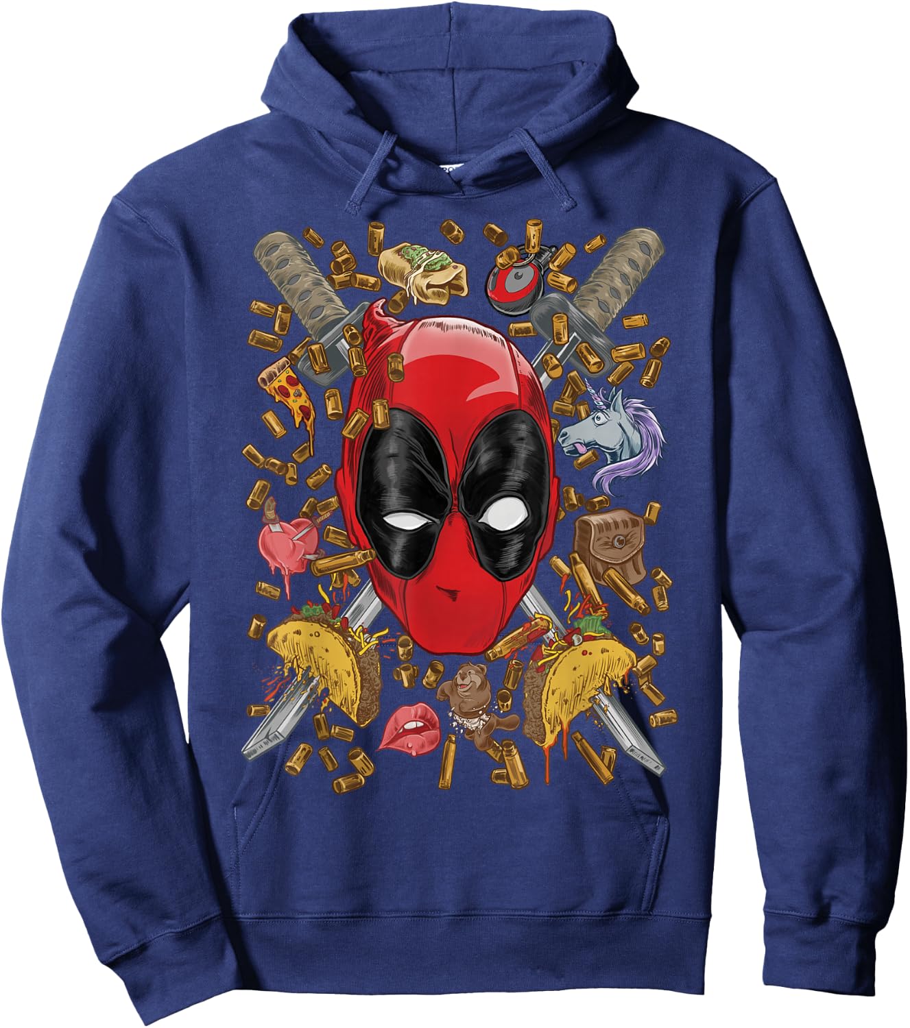 Marvel Deadpool Crossed Swords Mashup Hoodie - Hoodie | Navy