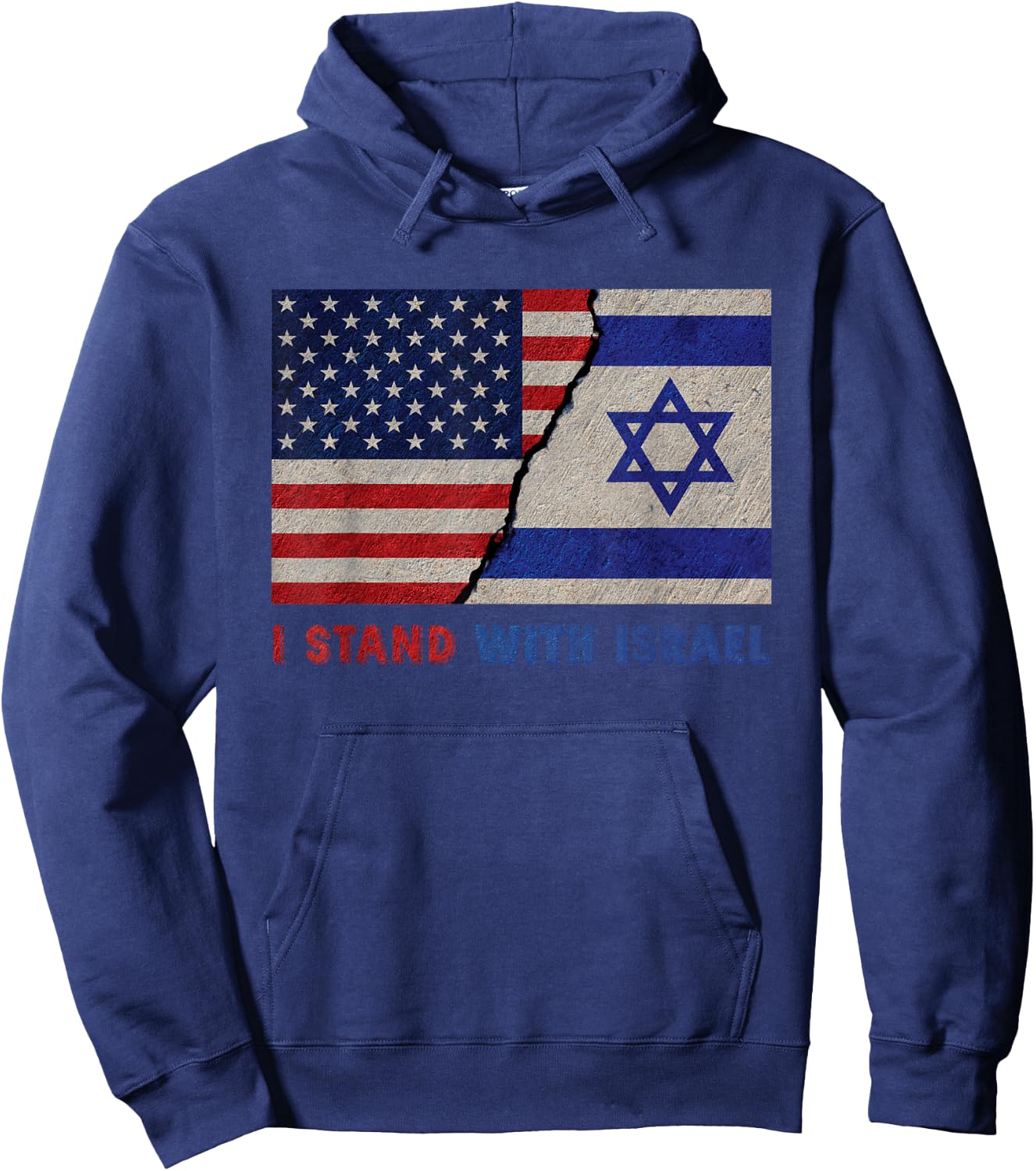I Stand with Israel Patriotic USA and Israel Flag Hoodie - Hoodie | Navy