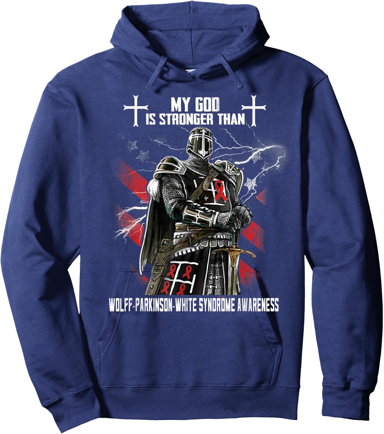 My God Is Stronger Than Wolff-Parkinson-White Syndrome Hoodie - Hoodie | Navy