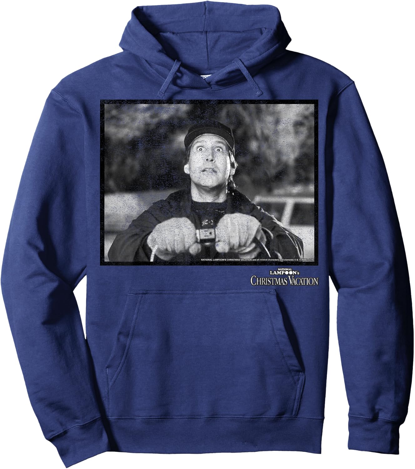 National Lampoon's Christmas Vacation Clark Black & White,Short Sleeve Hoodie - Hoodie | Navy