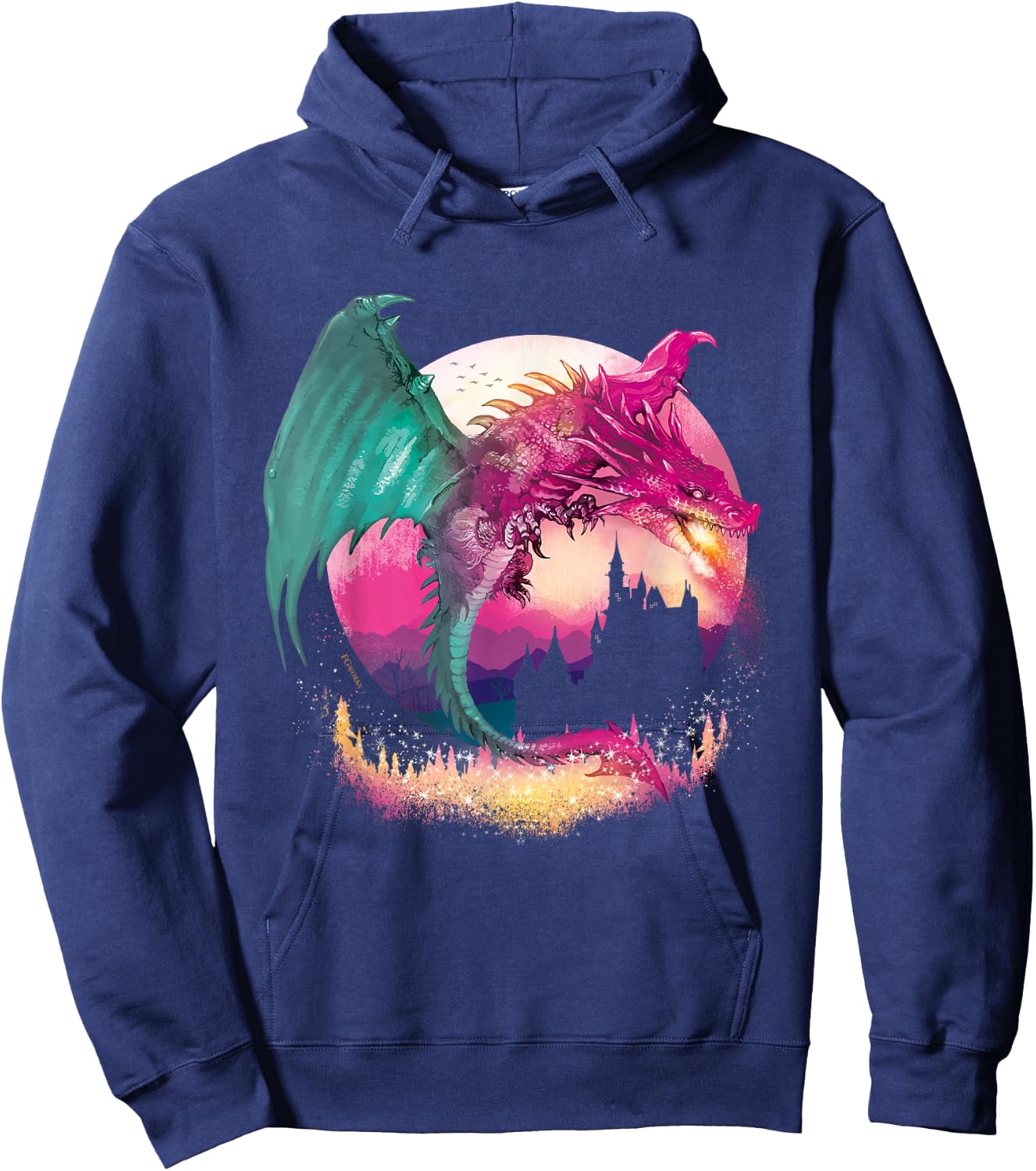 Fire Dragon With Fantasy Background Kids and Teens Hoodie - Hoodie | Navy