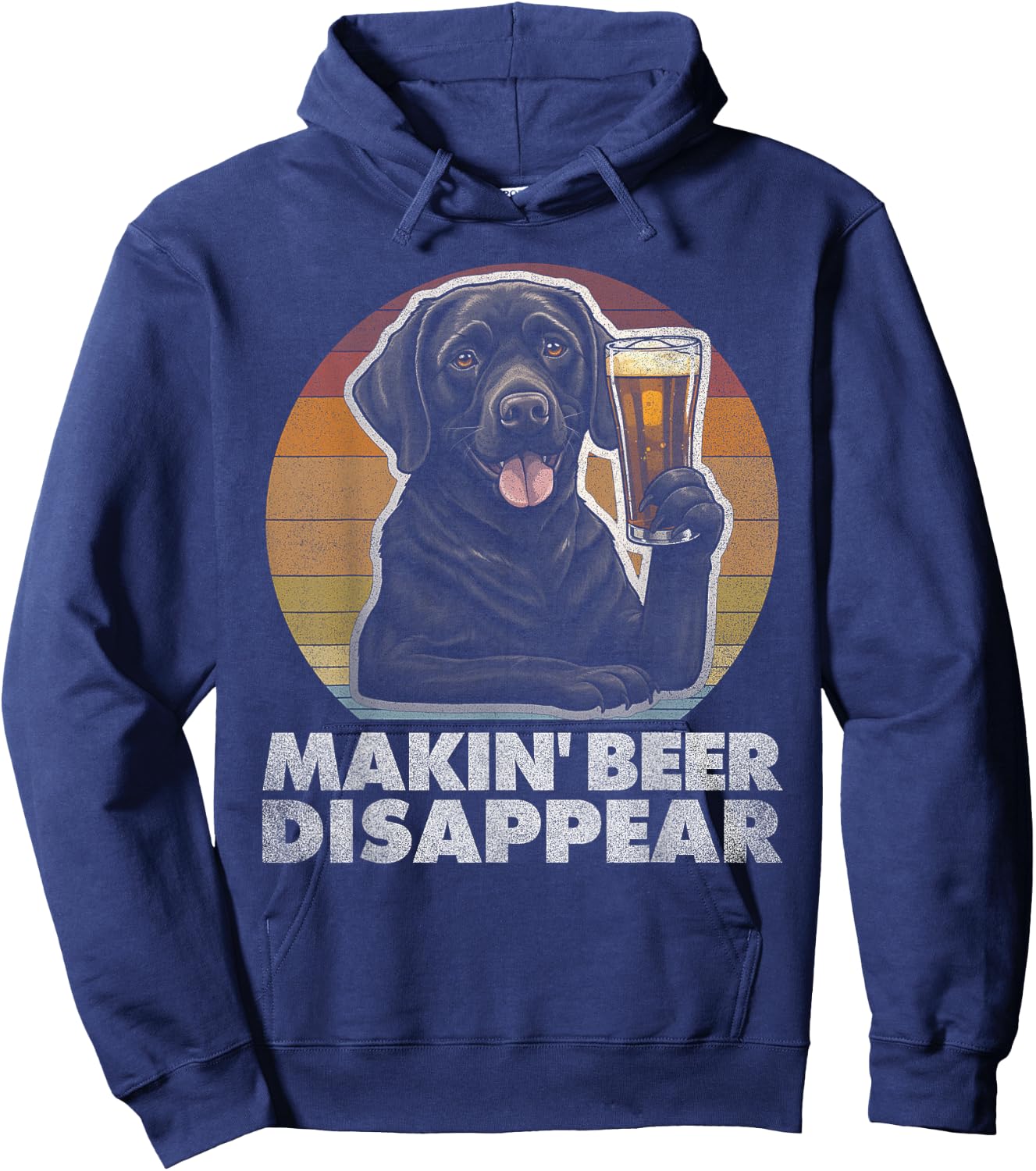 Labrador Retriever Dog Vintage Funny Beer Drinking Retro Men Women Hoodie - Hoodie | Navy