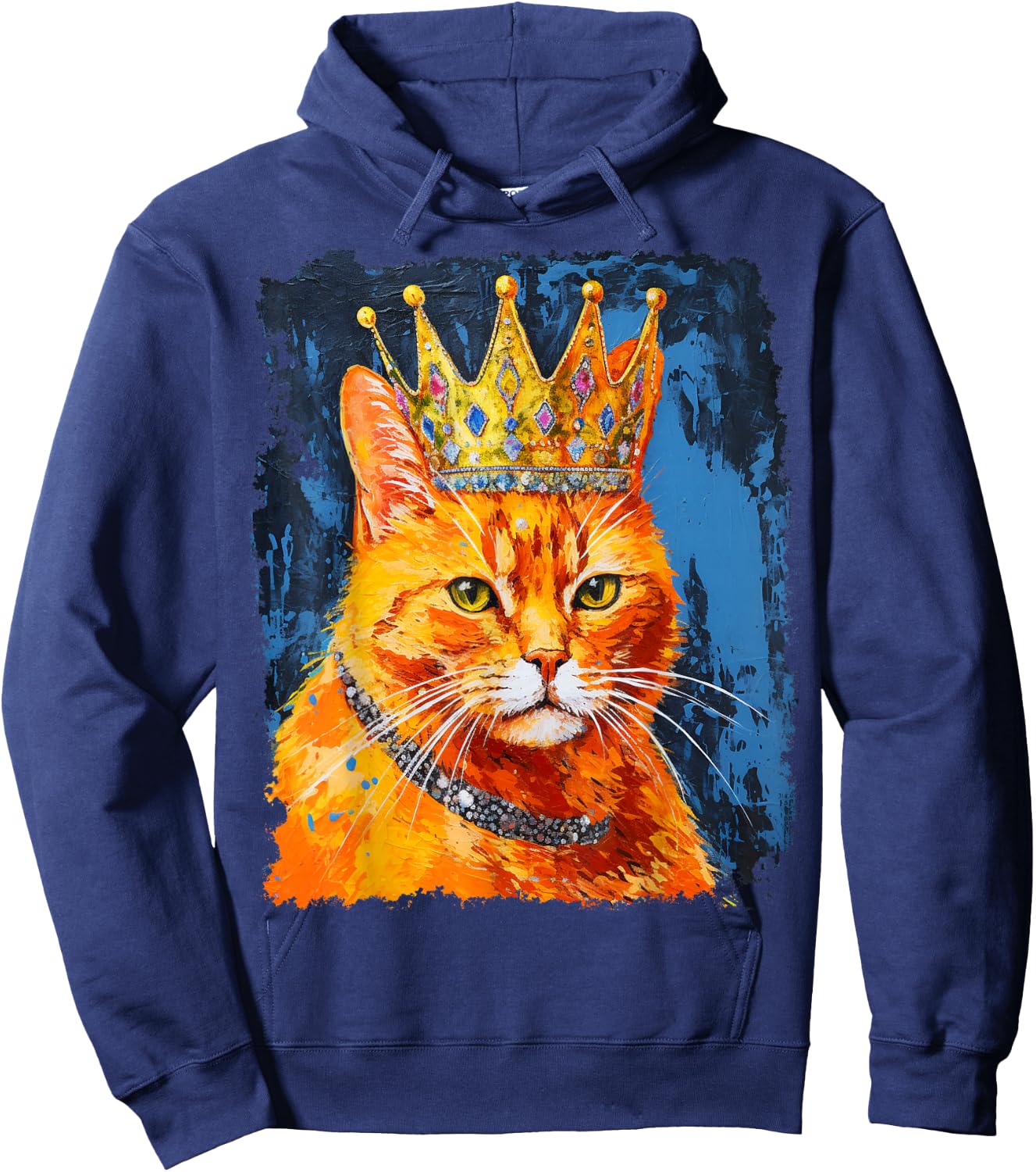 Pop Art Orange Ginger Cat King Queen Hoodie - Hoodie | Navy