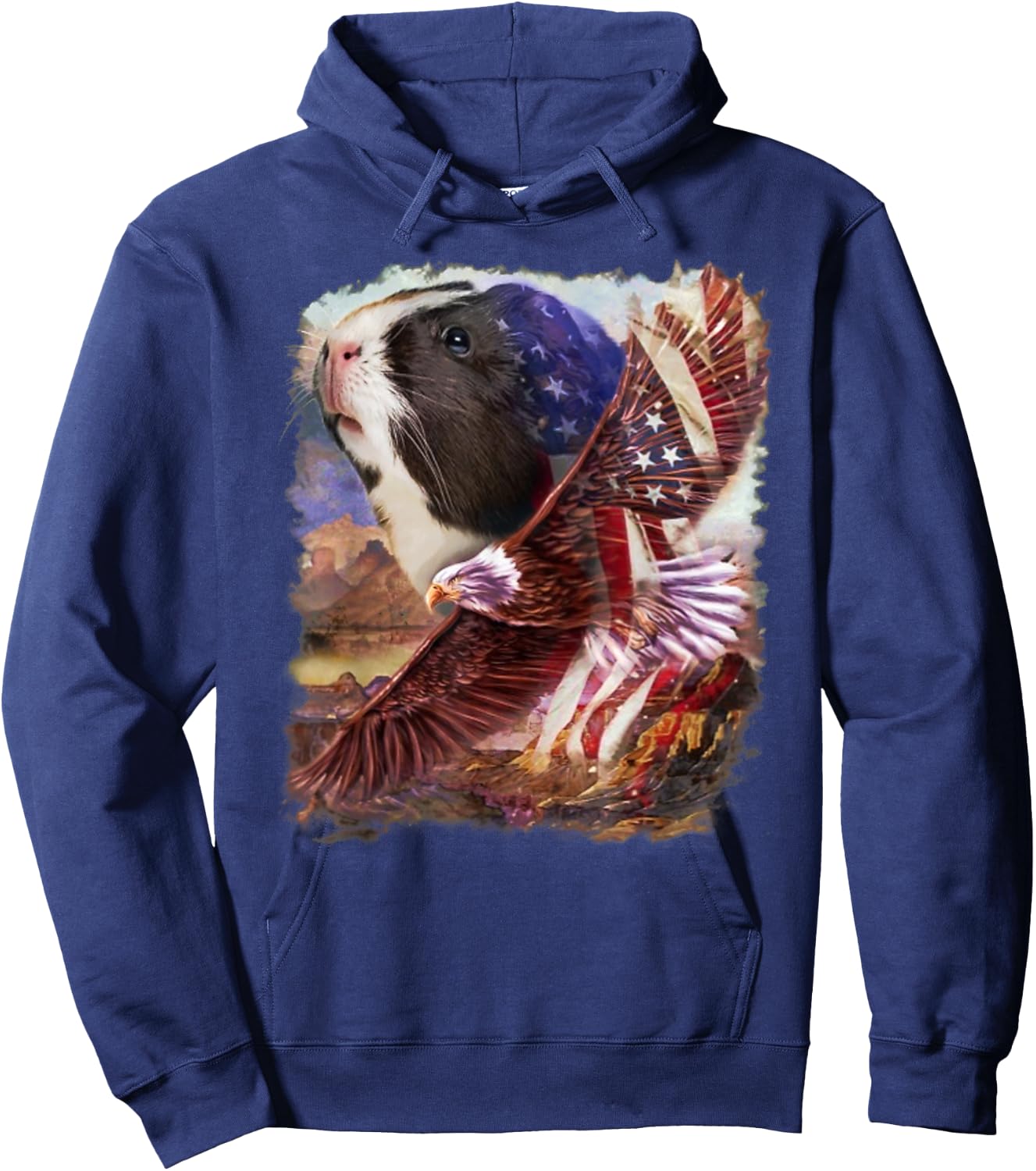 Guinea Pig American Flag 4th July Independence Eagle Women Kids Men Hoodie - Hoodie | Navy
