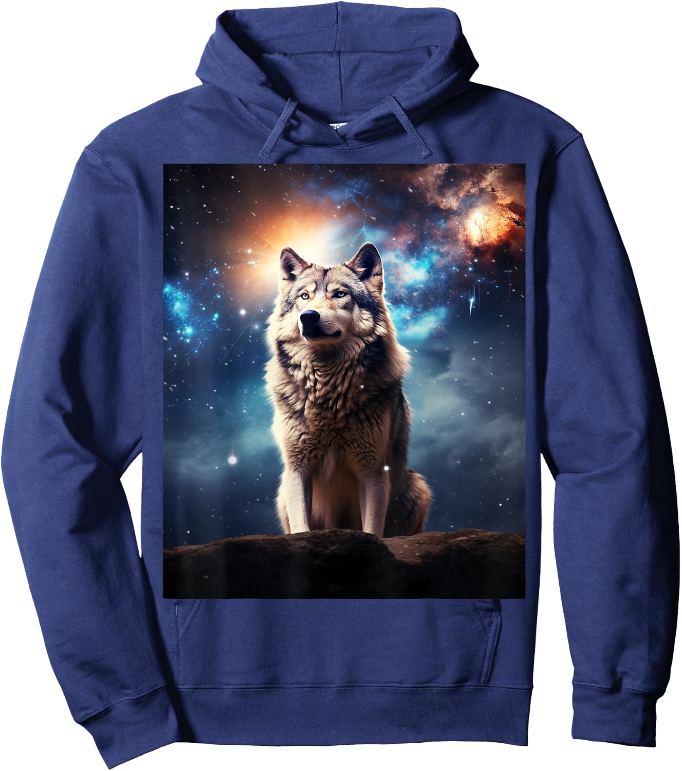 Cool Wolf Cosmic Galaxy Graphic Art Novelty Stuff Hoodie - Hoodie | Navy