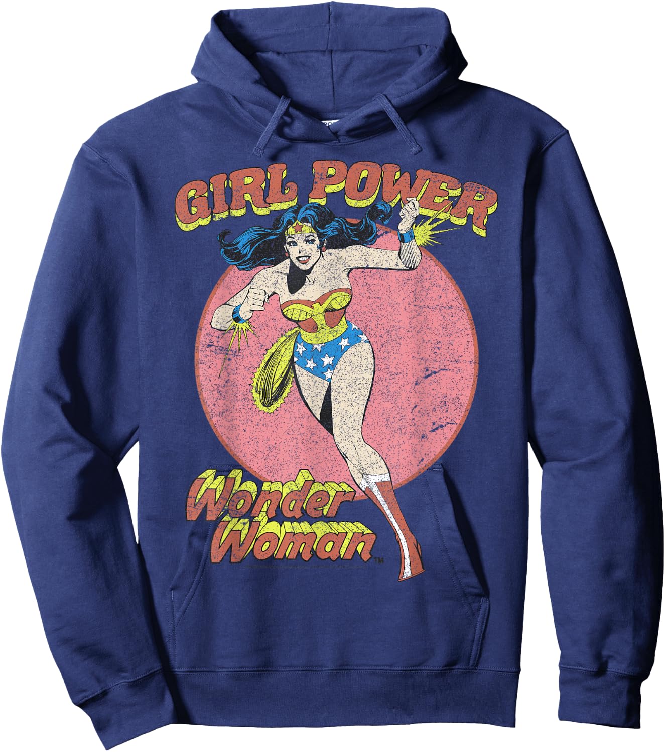 DC Comics Wonder Woman Running Girl Power Text Poster Hoodie - Hoodie | Navy