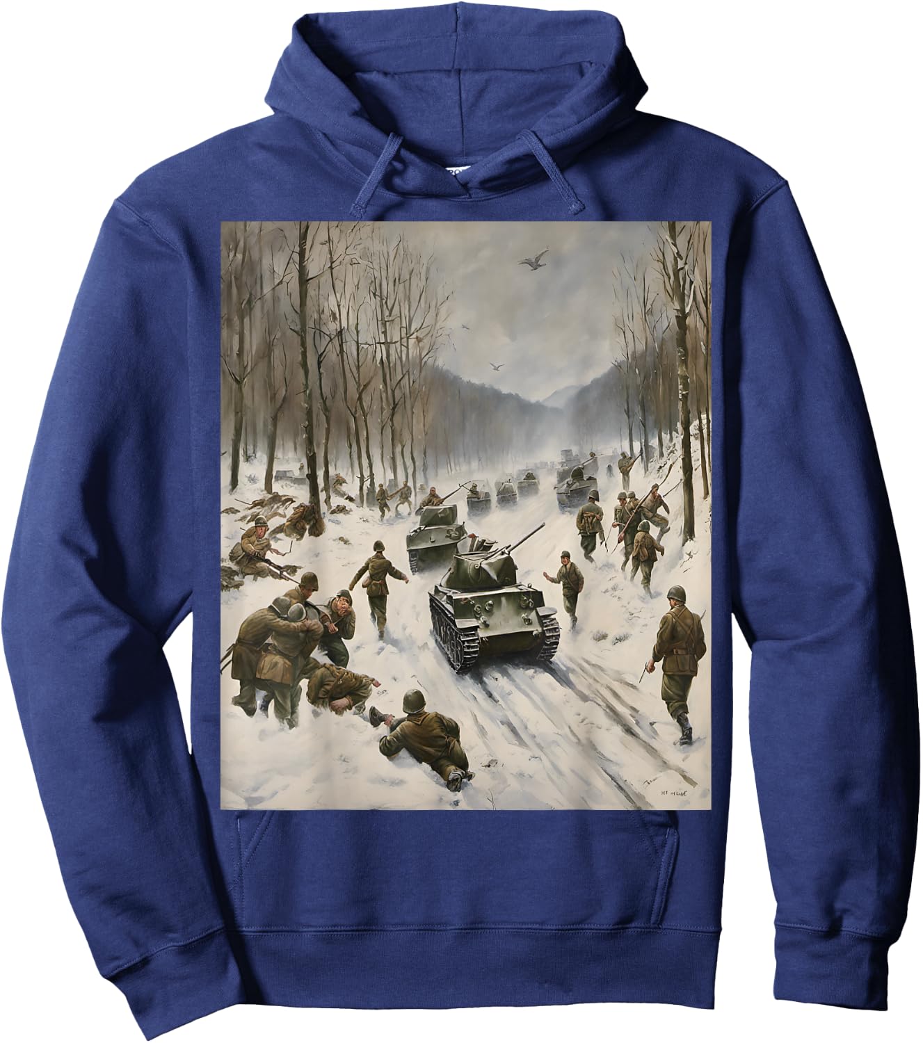 Battle Of The Bulge Winter Warfare Art Hoodie - Hoodie | Navy