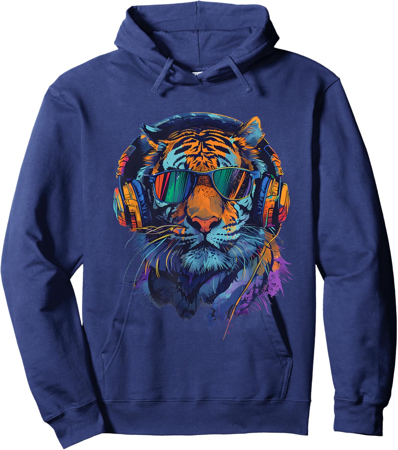 DJ Tiger Music Headphones Music Producer House Beatmaker Hoodie - Hoodie | Navy