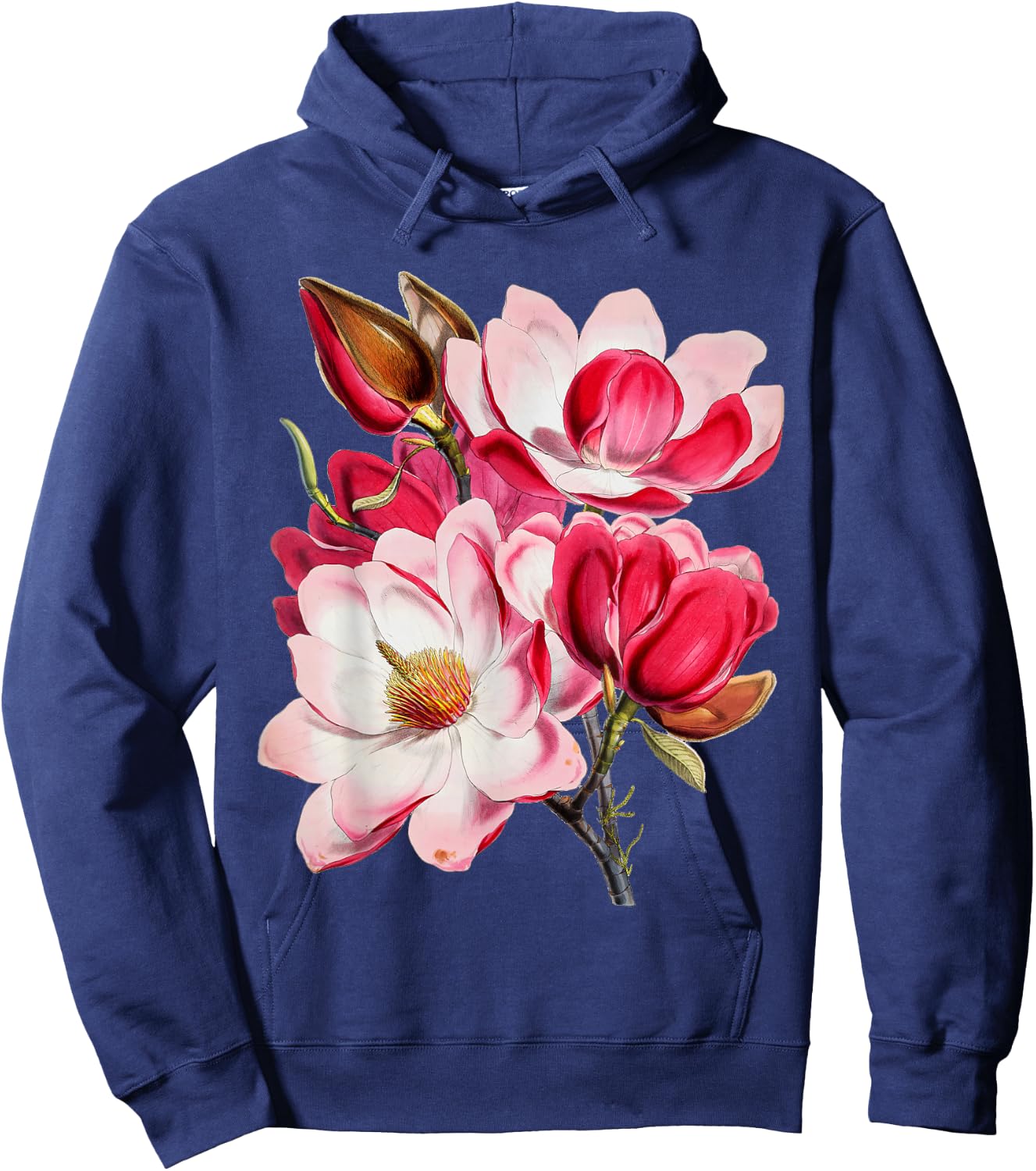 Vintage Pink Magnolia Tree Blooming Flower Fleur Hoodie - Hoodie | Navy