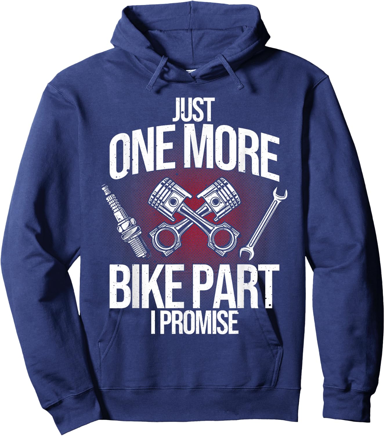 Funny Motorcycle Mechanic Gift Men Cool One More Bike Part Hoodie - Hoodie | Navy