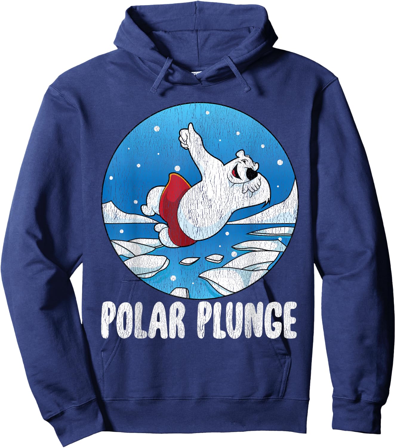 Polar Plunge Ice Jump Funny Polar Bear Winter Swimming Hoodie - Hoodie | Navy