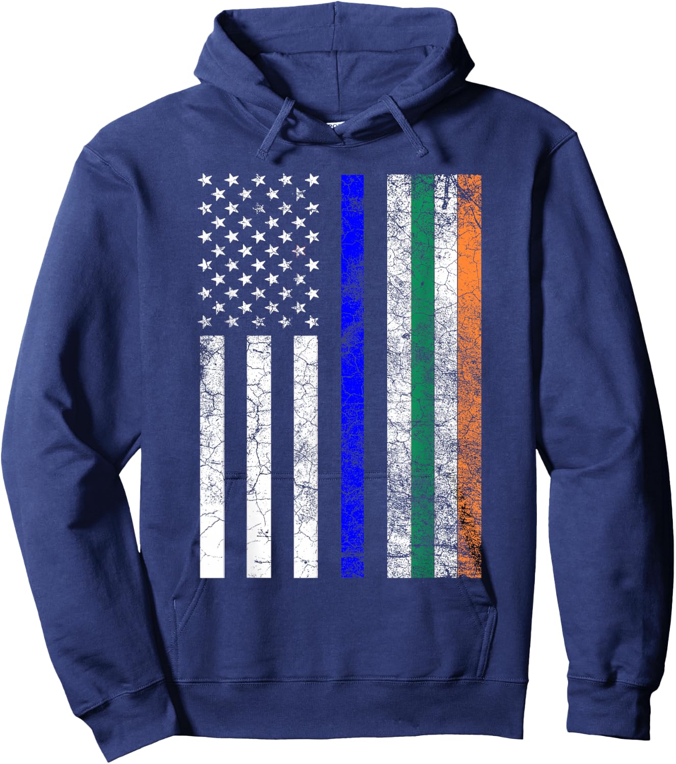 Irish American Flag Thin Blue Line Police St Patrick's Day Hoodie - Hoodie | Navy