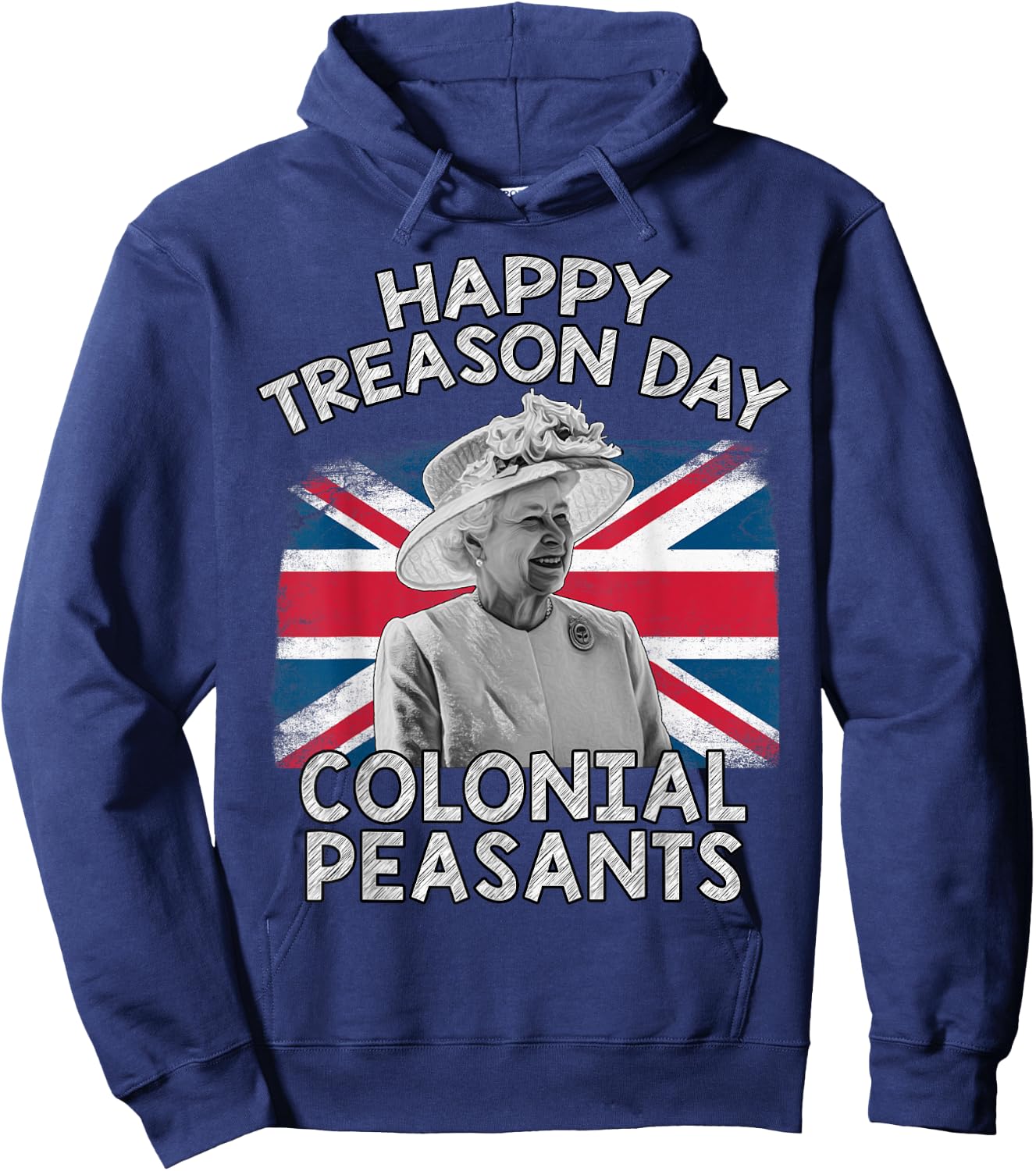 Happy Treason Day Colonial Peasants USA 4th of July UK Queen Kids Men Hoodie - Hoodie | Navy
