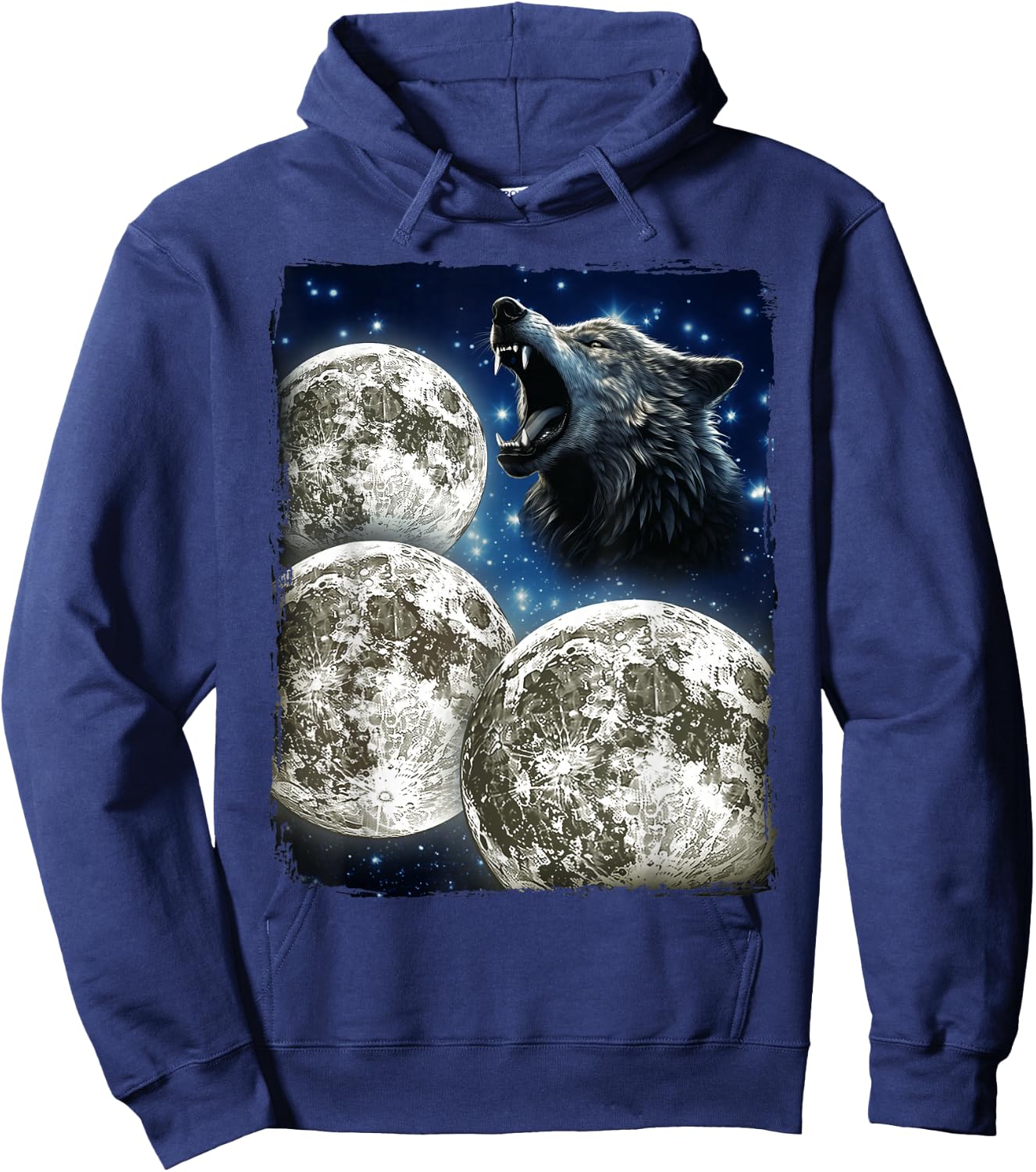 Three Moons Howling At Wolf Hoodie - Hoodie | Navy