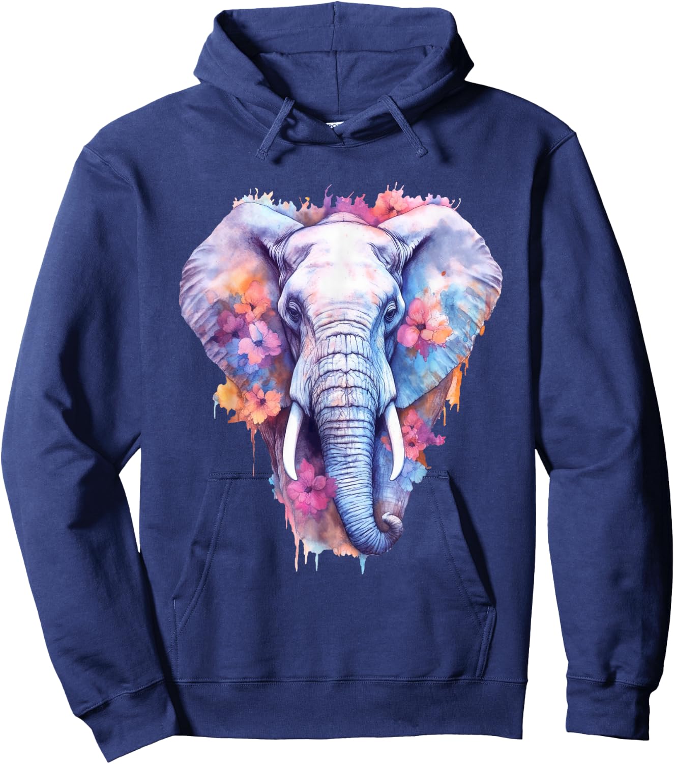 Elephant Watercolor Artwork Elephant Art Lover Men Hoodie - Hoodie | Navy