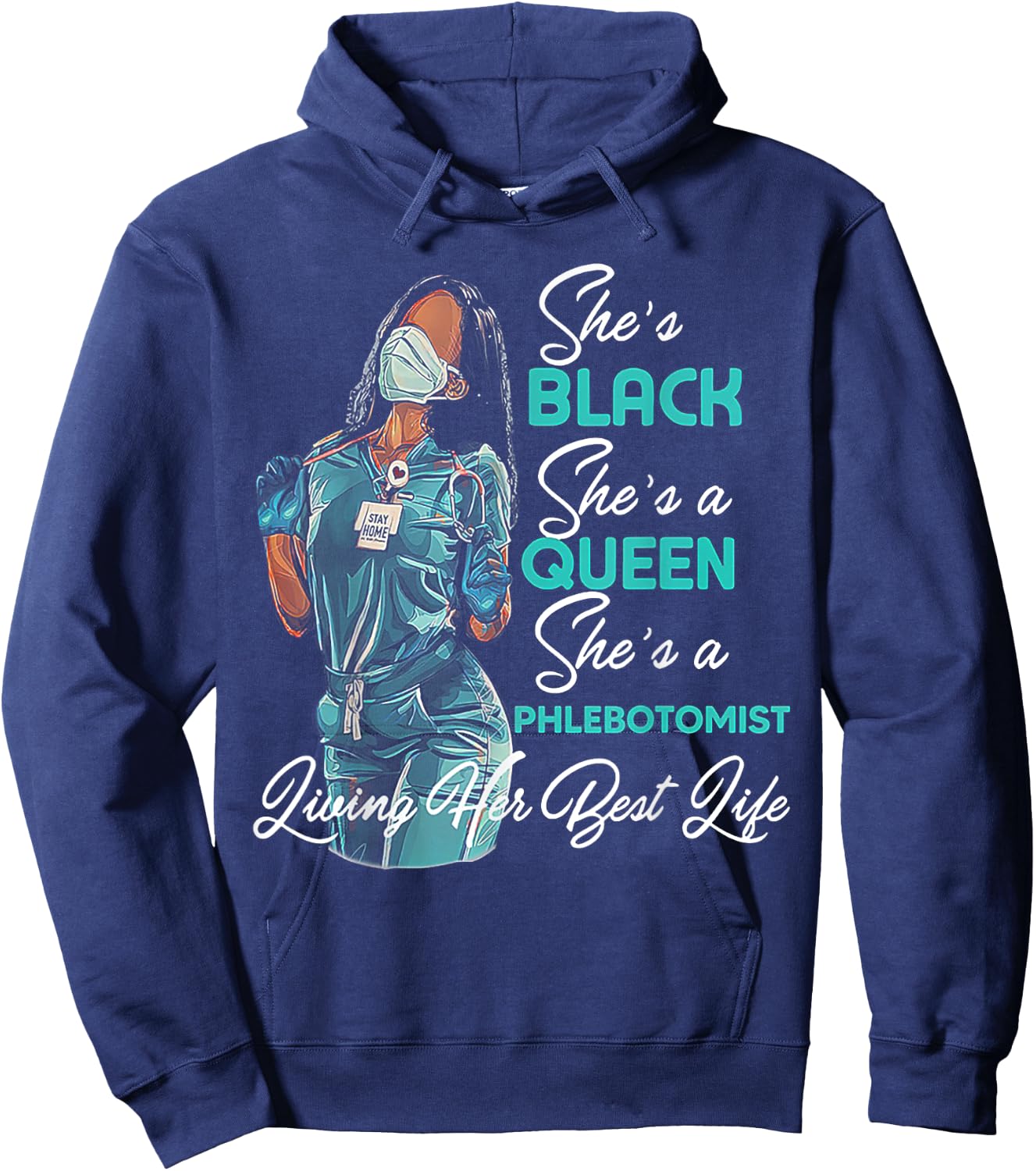 She's Black She's a Queen She's Phlebotomist Hoodie - Hoodie | Navy