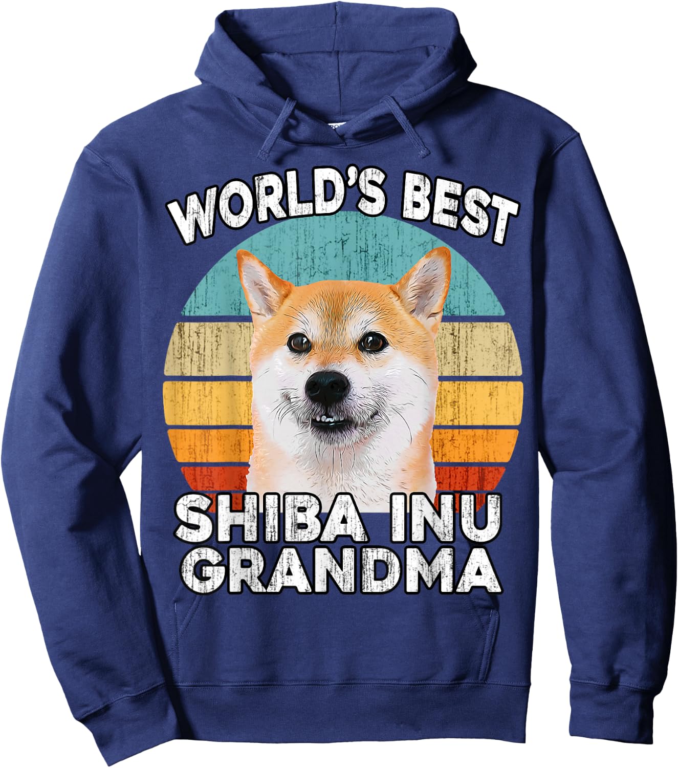 Shiba Inu Grandma Funny Worlds Best Shiba Grandma Dog Retro Hoodie - Hoodie | Navy