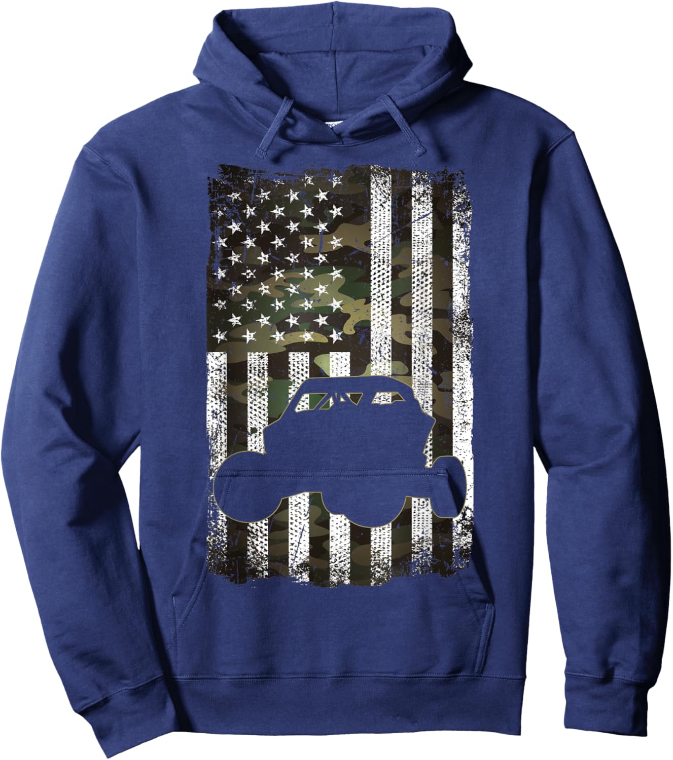 Camo American Flag UTV SXS USA Flag Camouflage 4 Wheelers Men Hoodie - Hoodie | Navy