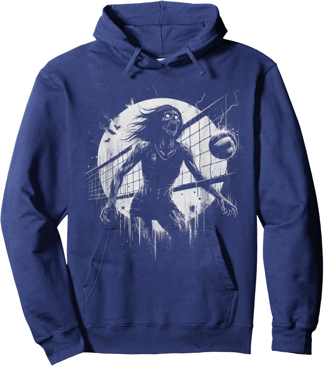 Female Zombie Volleyball - Creepy Volleyball Halloween Lover Hoodie - Hoodie | Navy