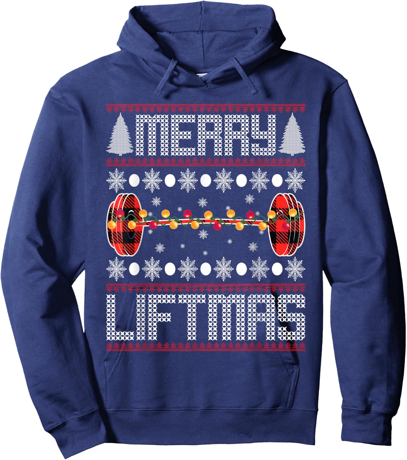 Xmas Apparel Merry Liftmas Christmas Gym Workout Weightlifting Fitness Hoodie - Hoodie | Navy