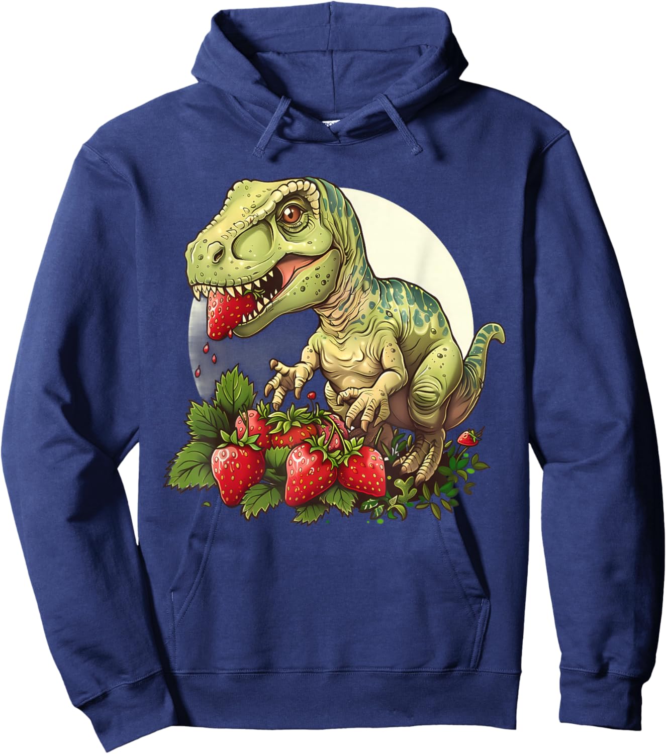 Strawberry Dinosaur Drawing Strawberry Fruit Wildlife Nature Hoodie - Hoodie | Navy