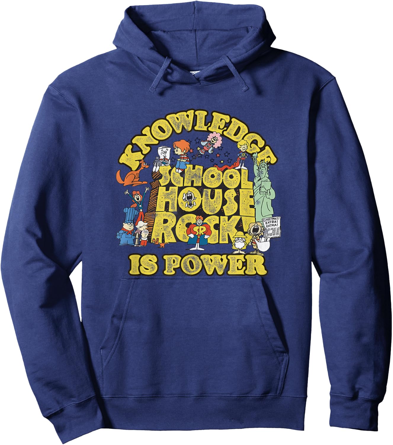 Schoolhouse Rock Knowledge is Power Logo Vintage TV Show Hoodie - Hoodie | Navy