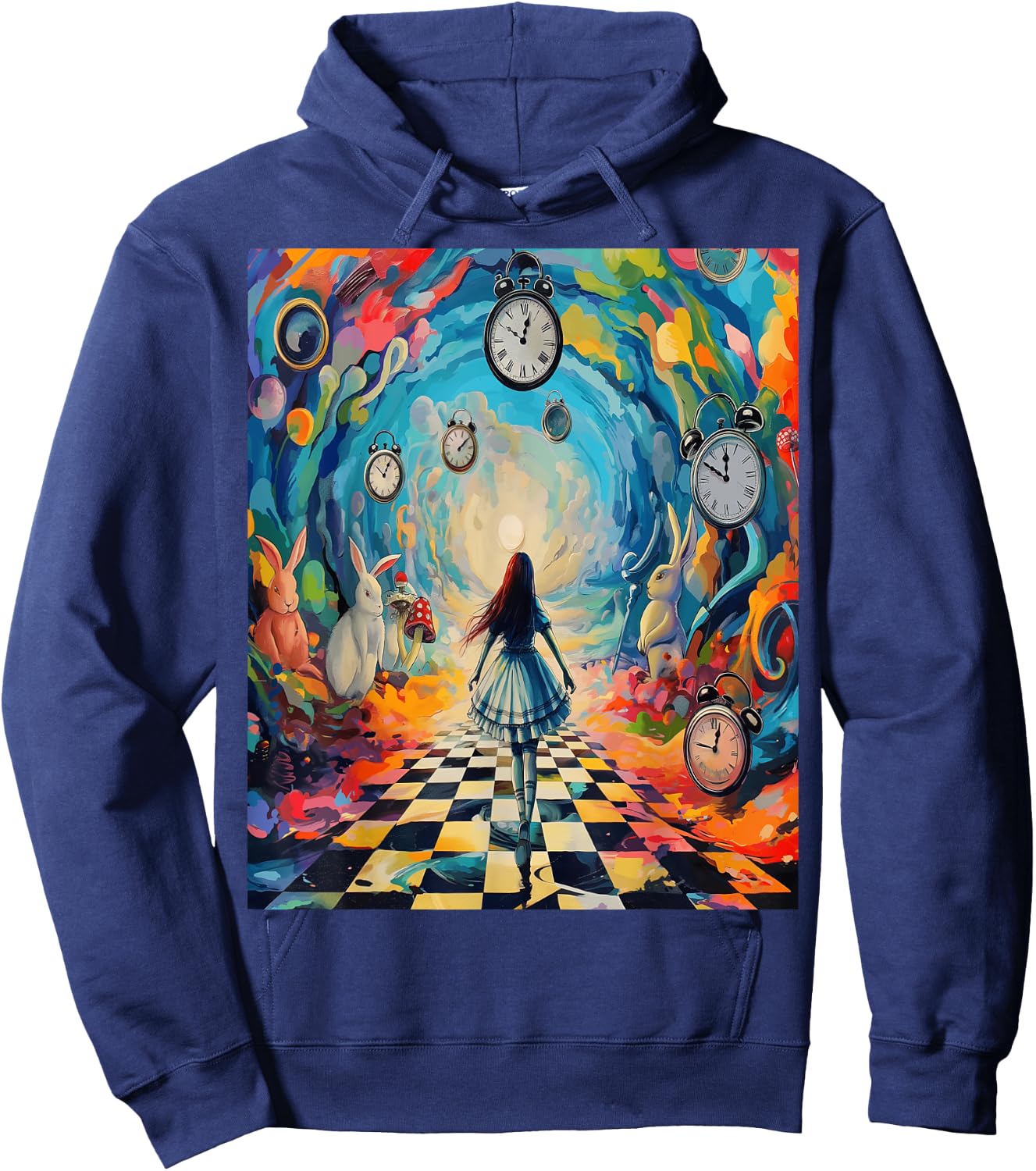 Alice in Wonderland Trippy Timepiece Hoodie - Hoodie | Navy
