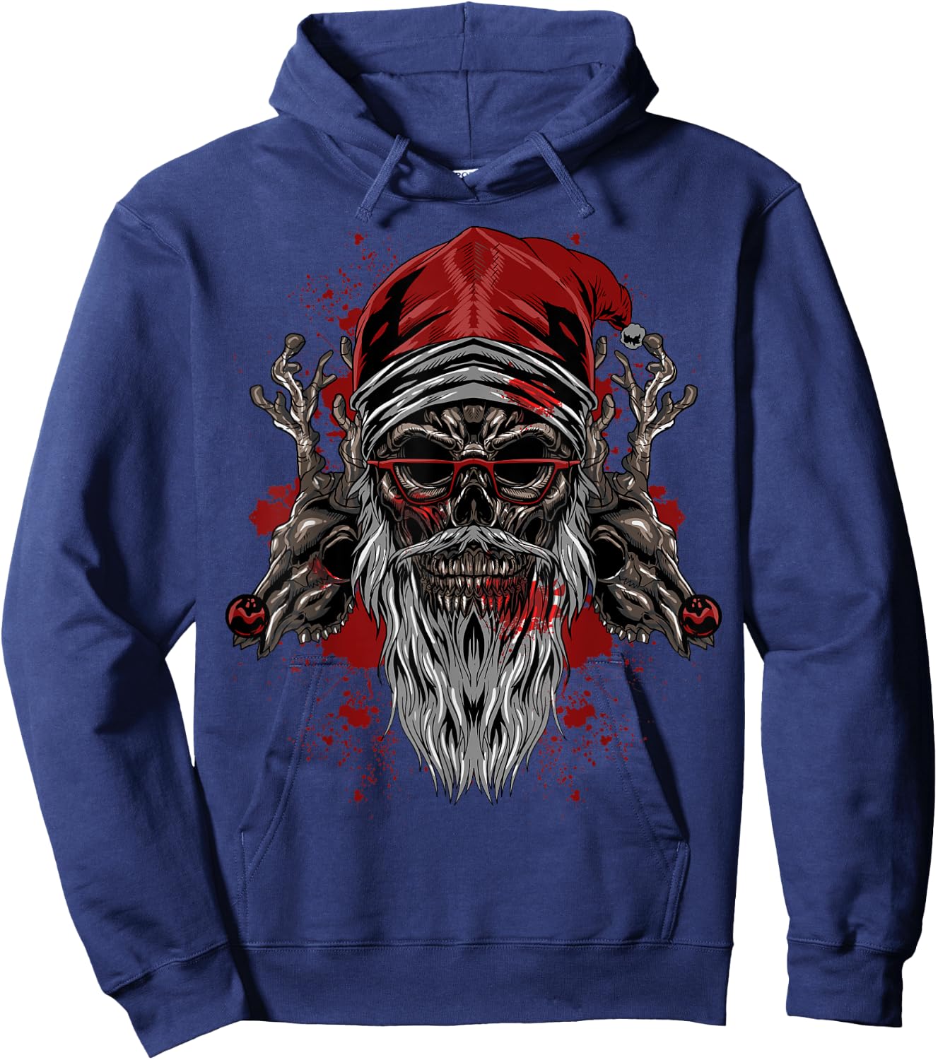 Evil Santa Skull Heavy Xmas Gift Hoodie - Hoodie | Navy